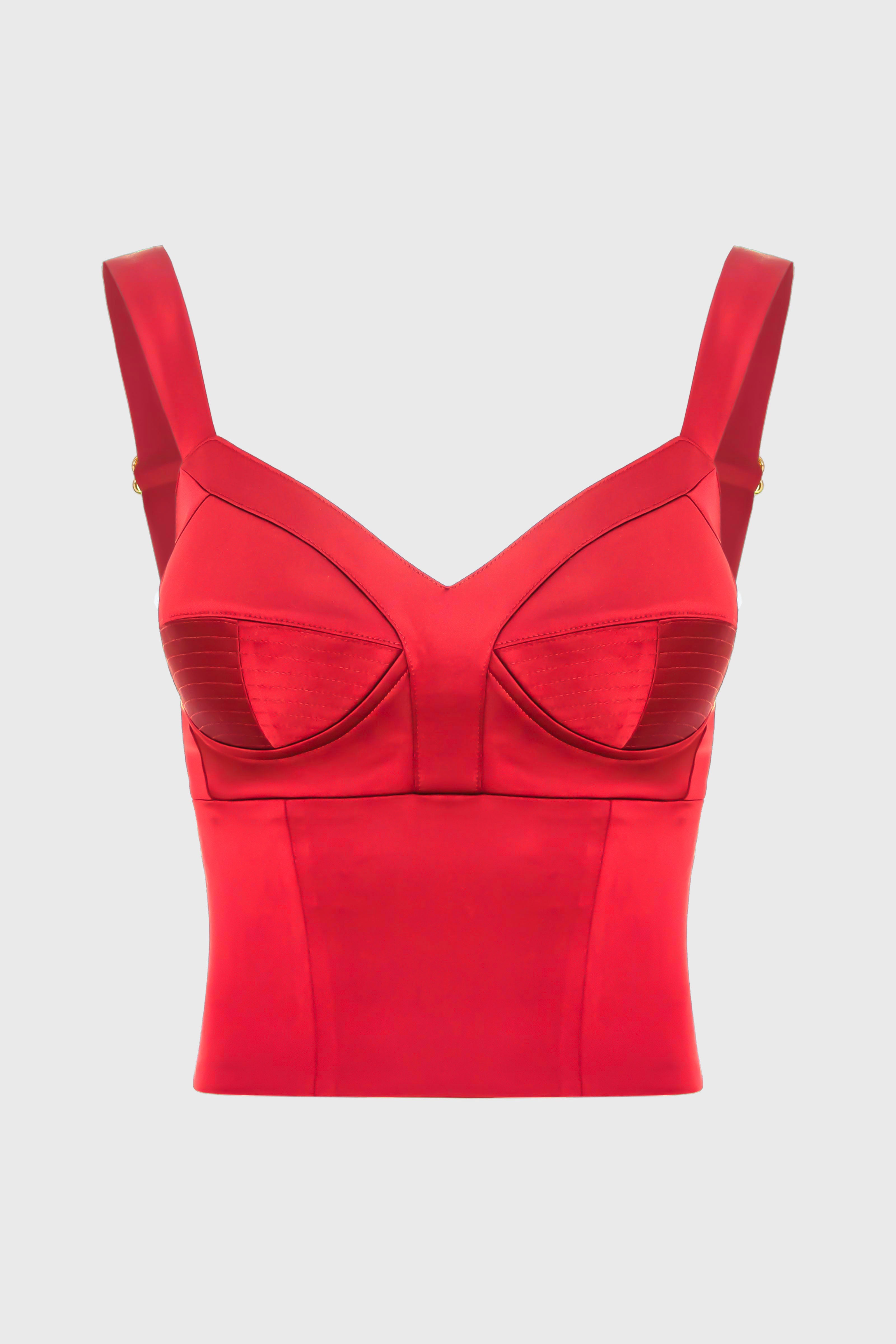 Satin Sculpt Bra Top Red