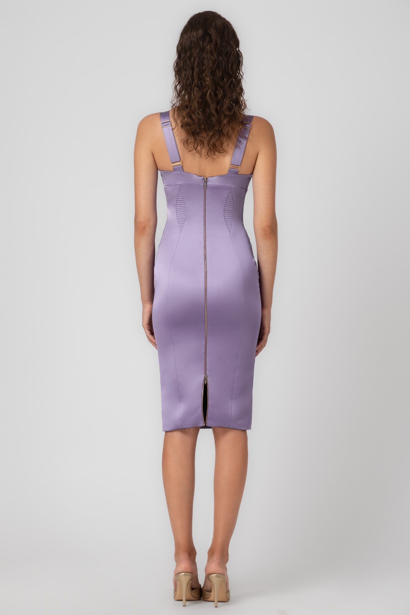Rochie lavanda din satin elastic Haze