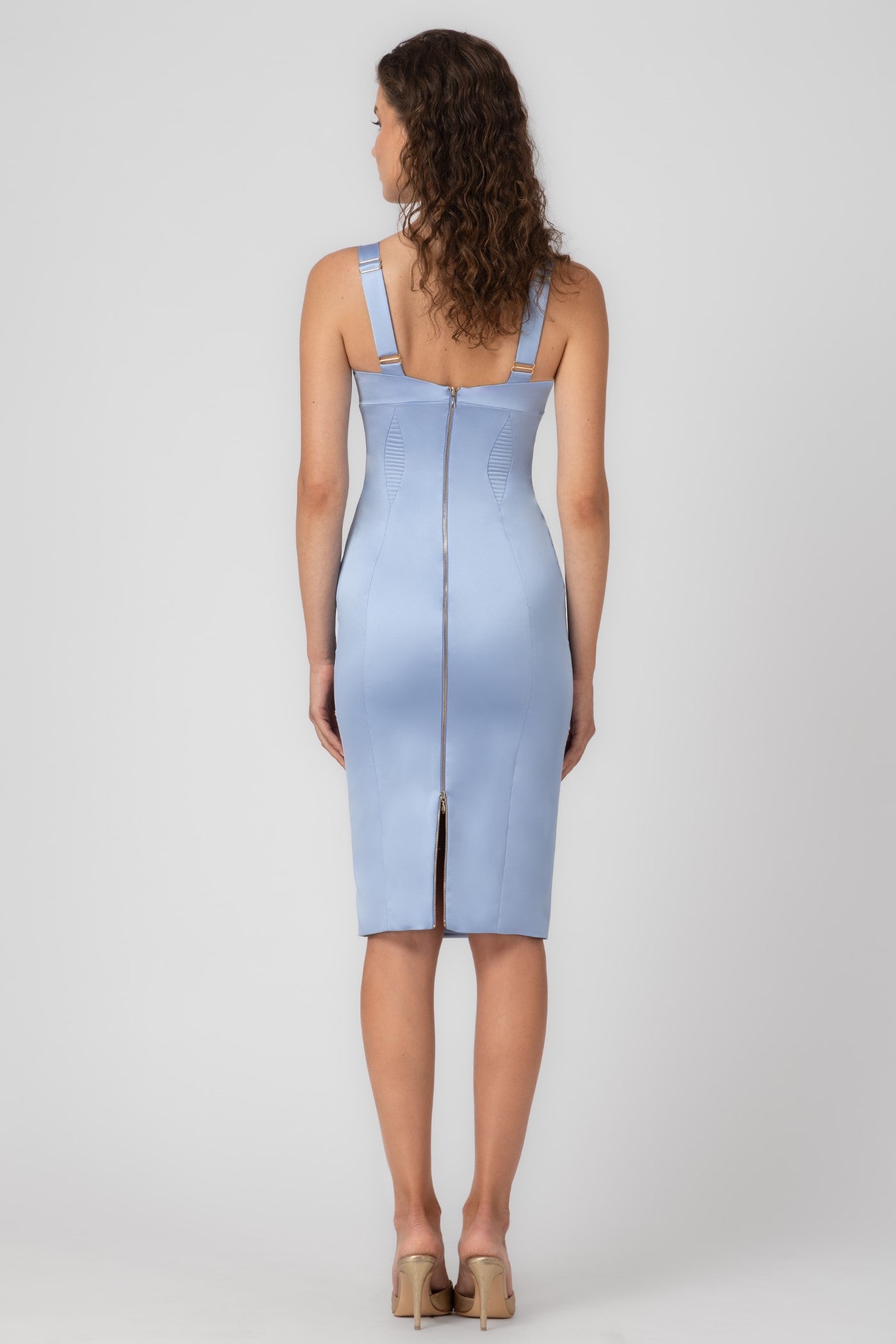 Rochie albastru deschis din satin elastic Haze