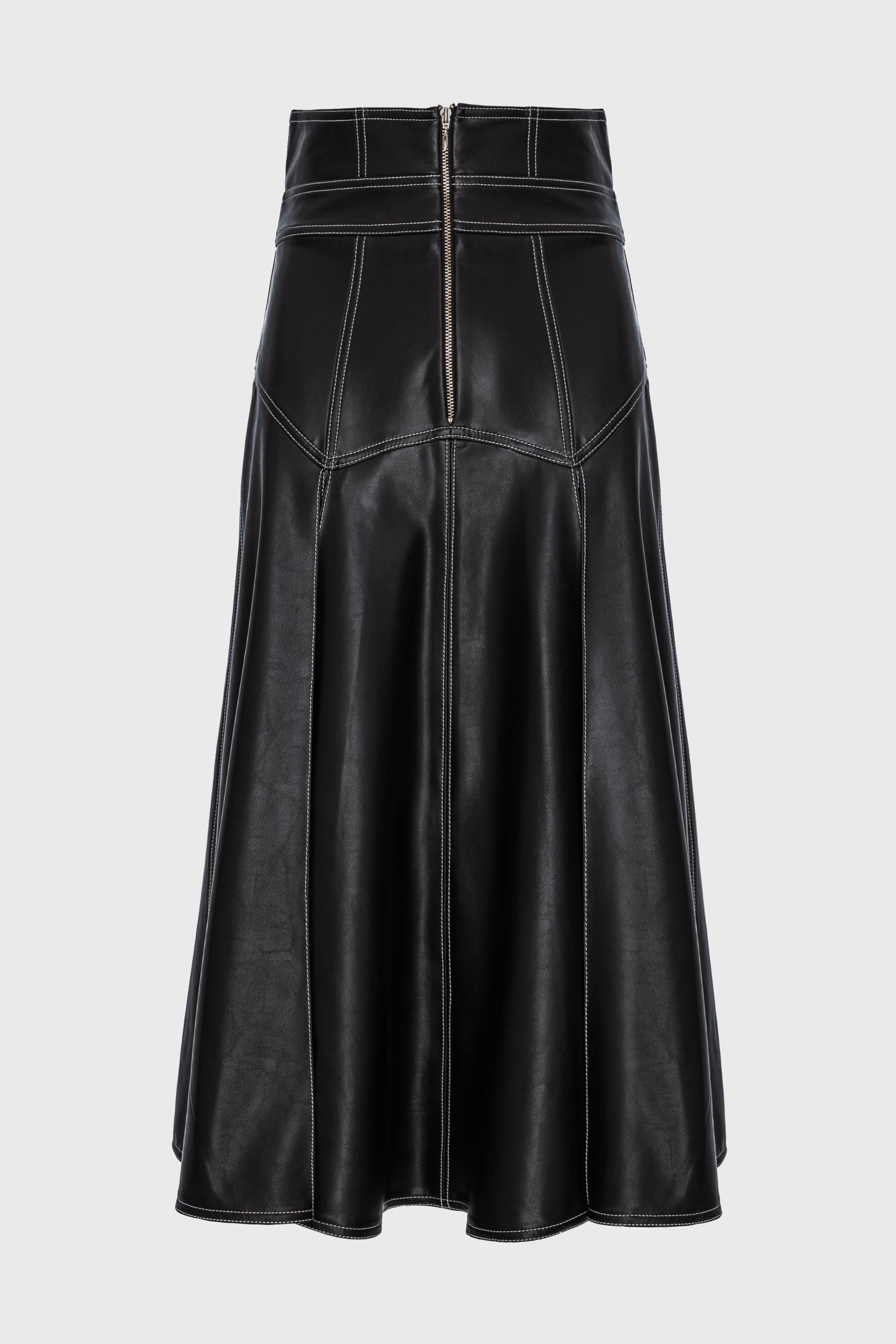 Underline Leather Skirt Black