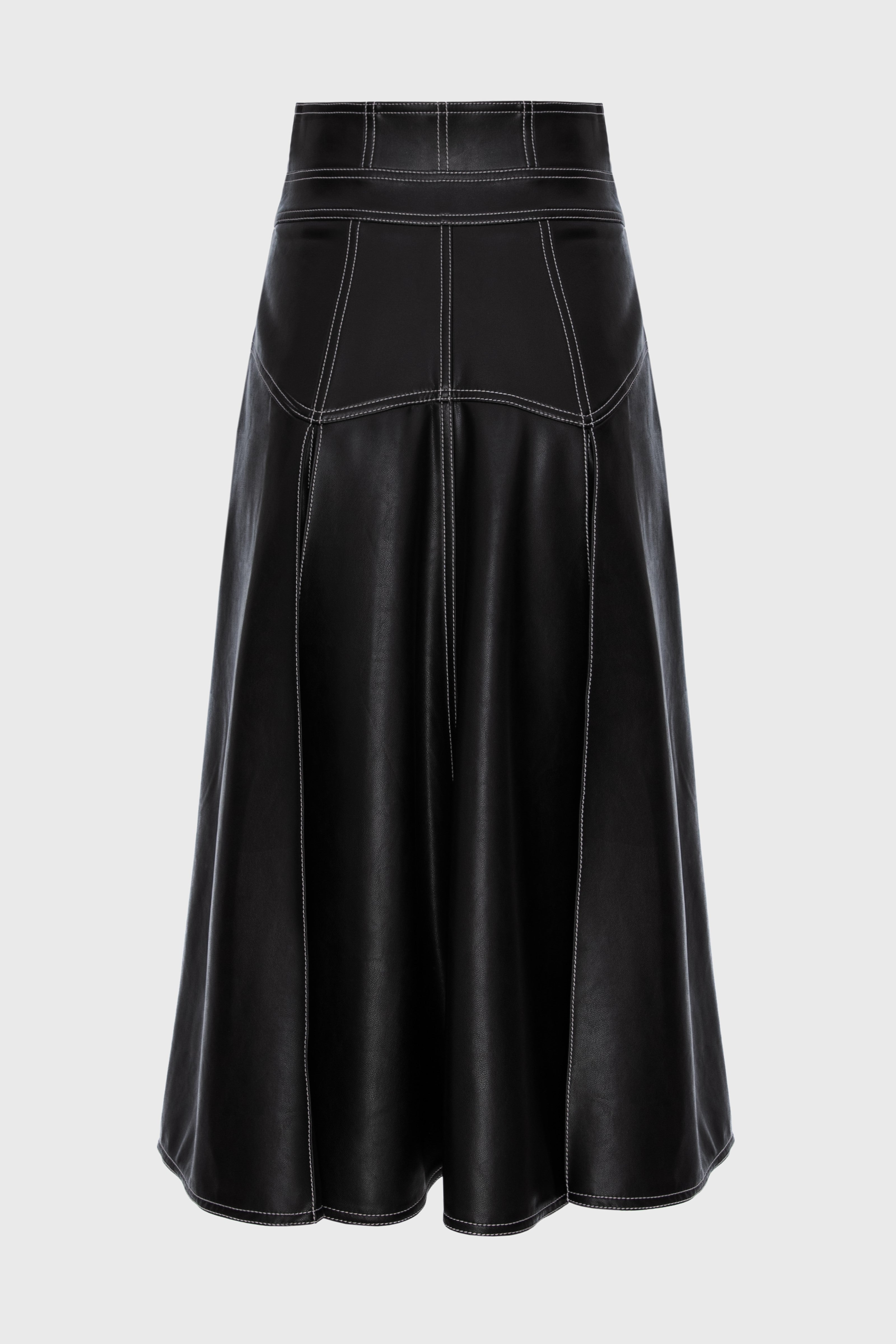Underline Leather Skirt Black