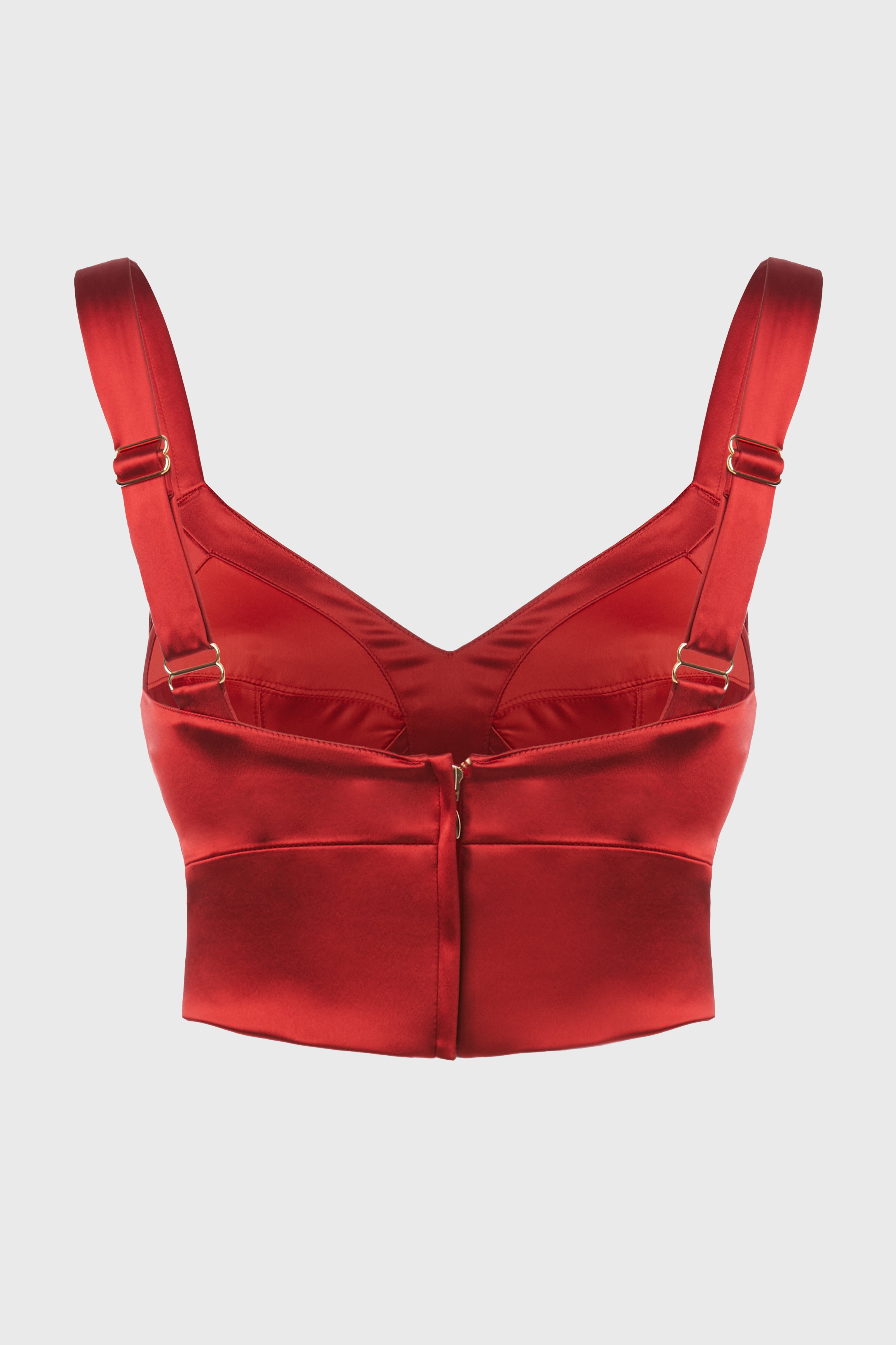 Satin Sculpt Bra Top Red