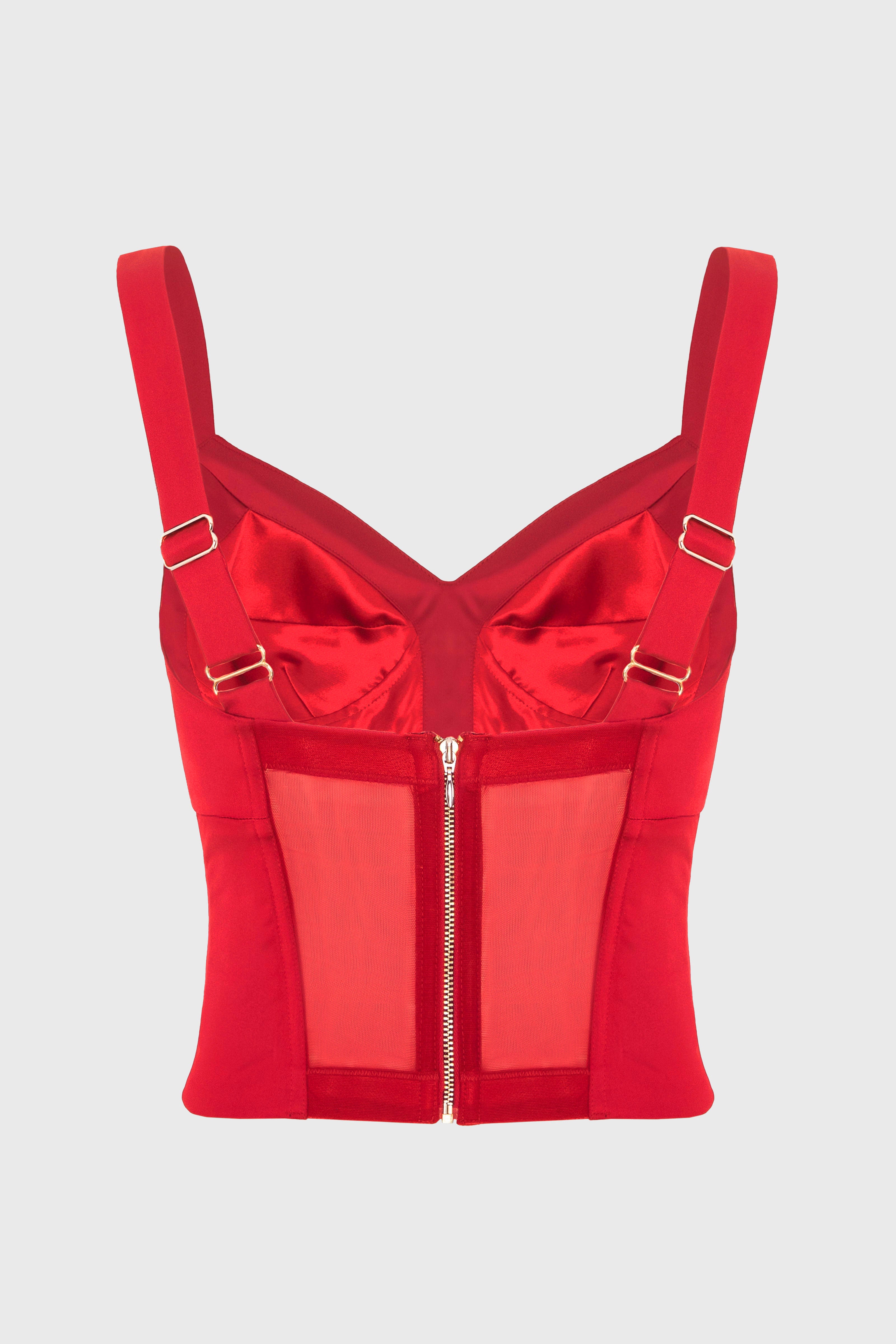 Satin Sculpt Bra Top Red