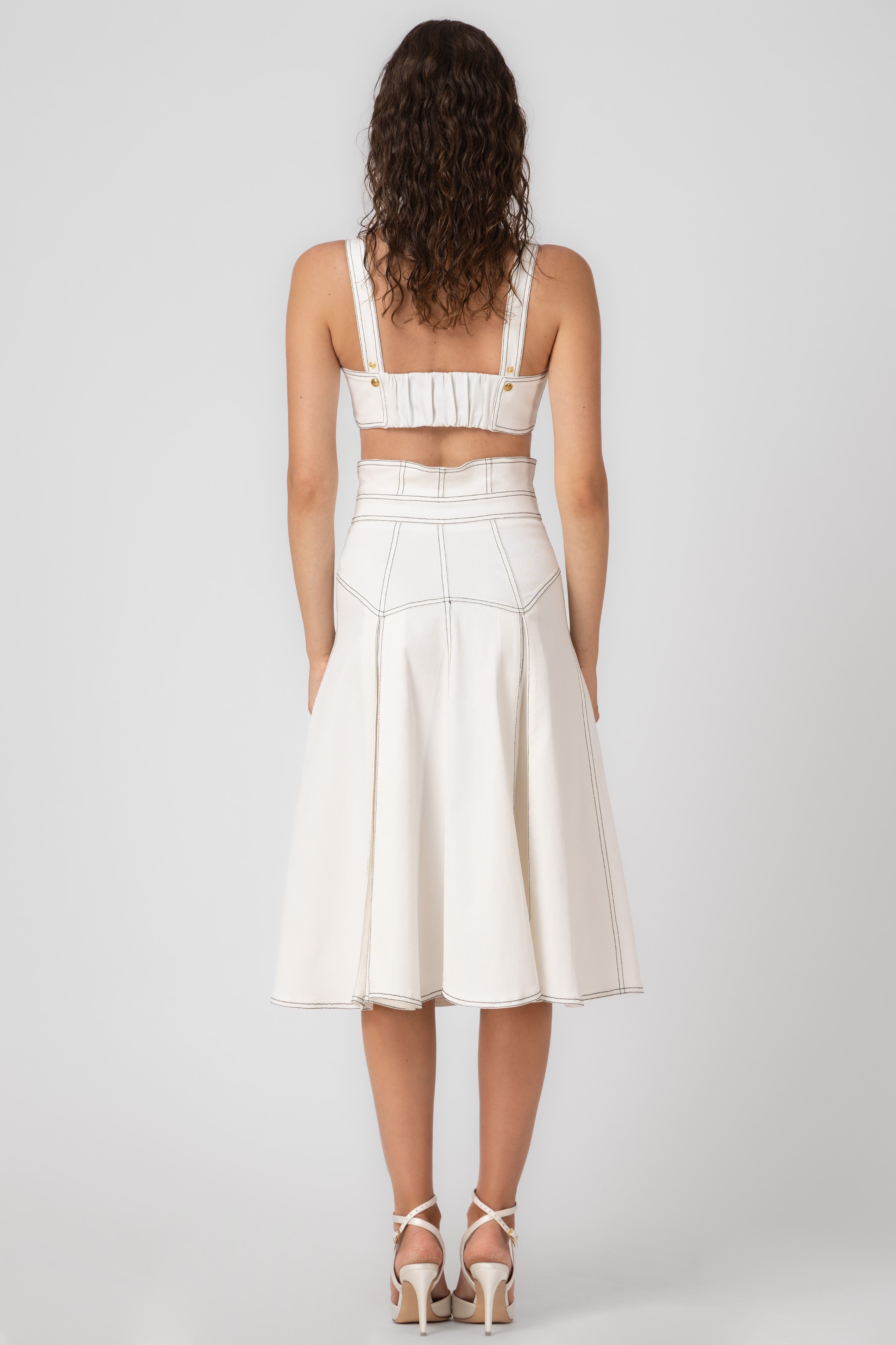 Underline Denim Bra Top White