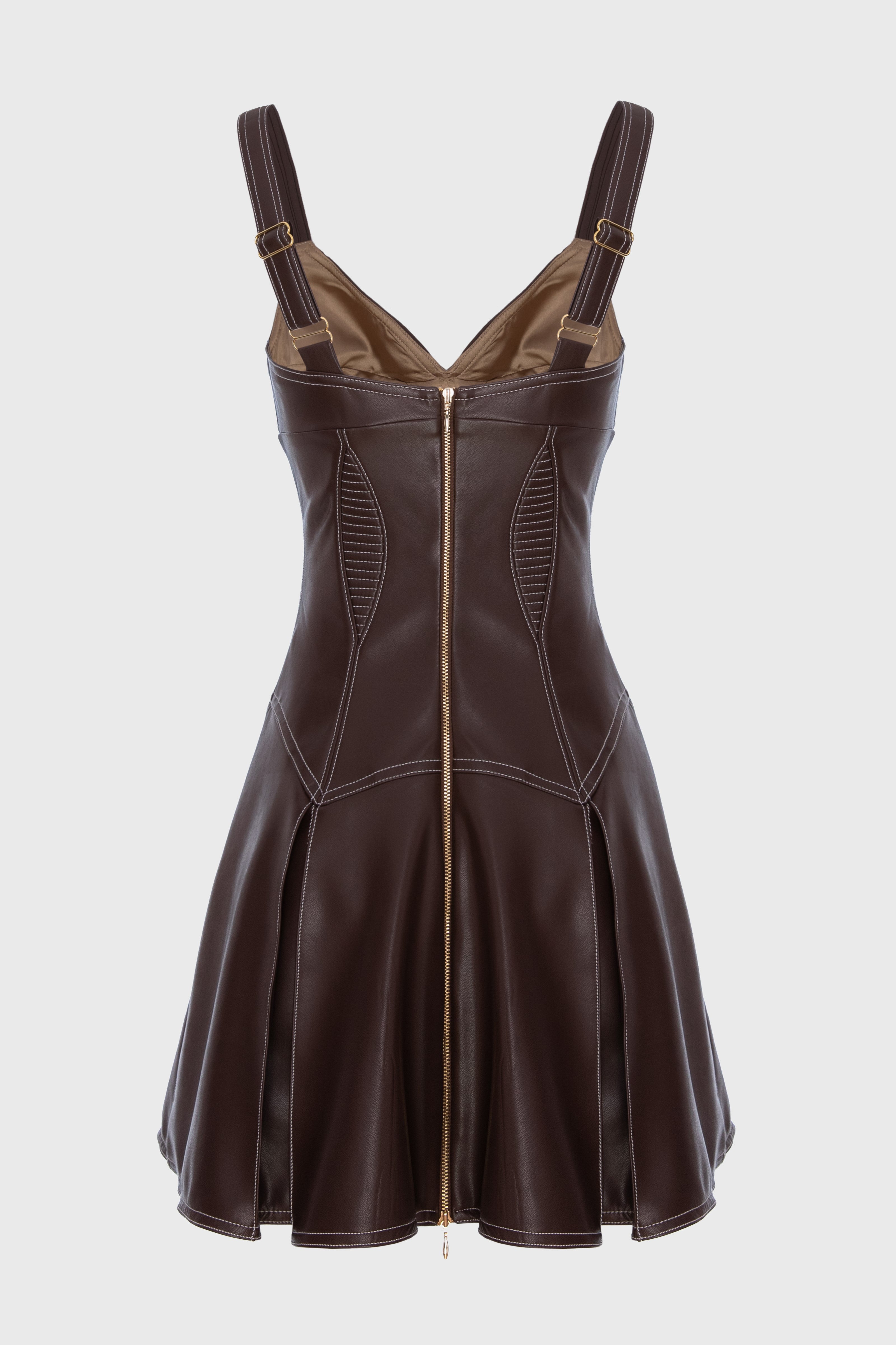 Haze Leather Mini Dress Brown