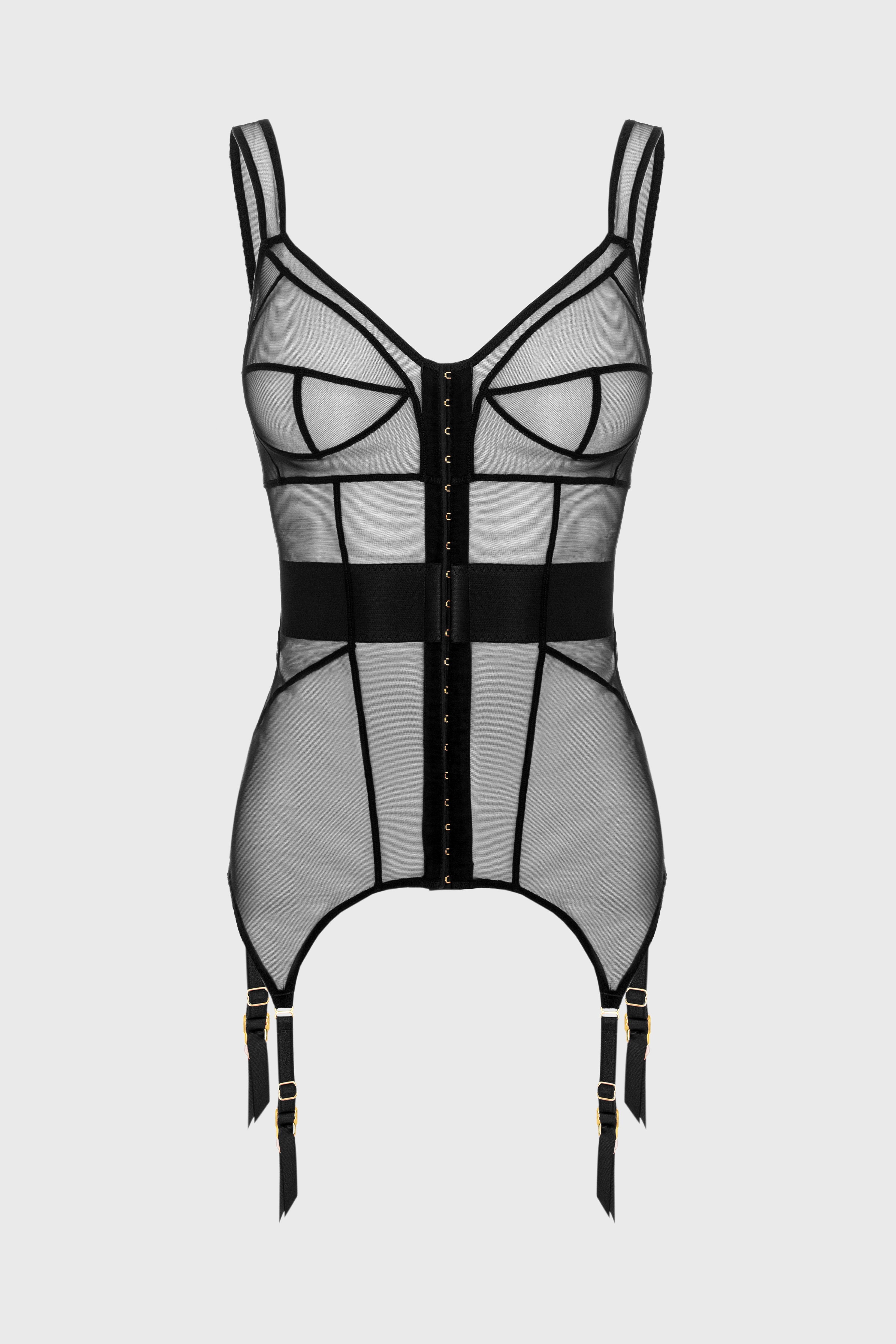 Zest Bi-Stretch Sheer Corset Black