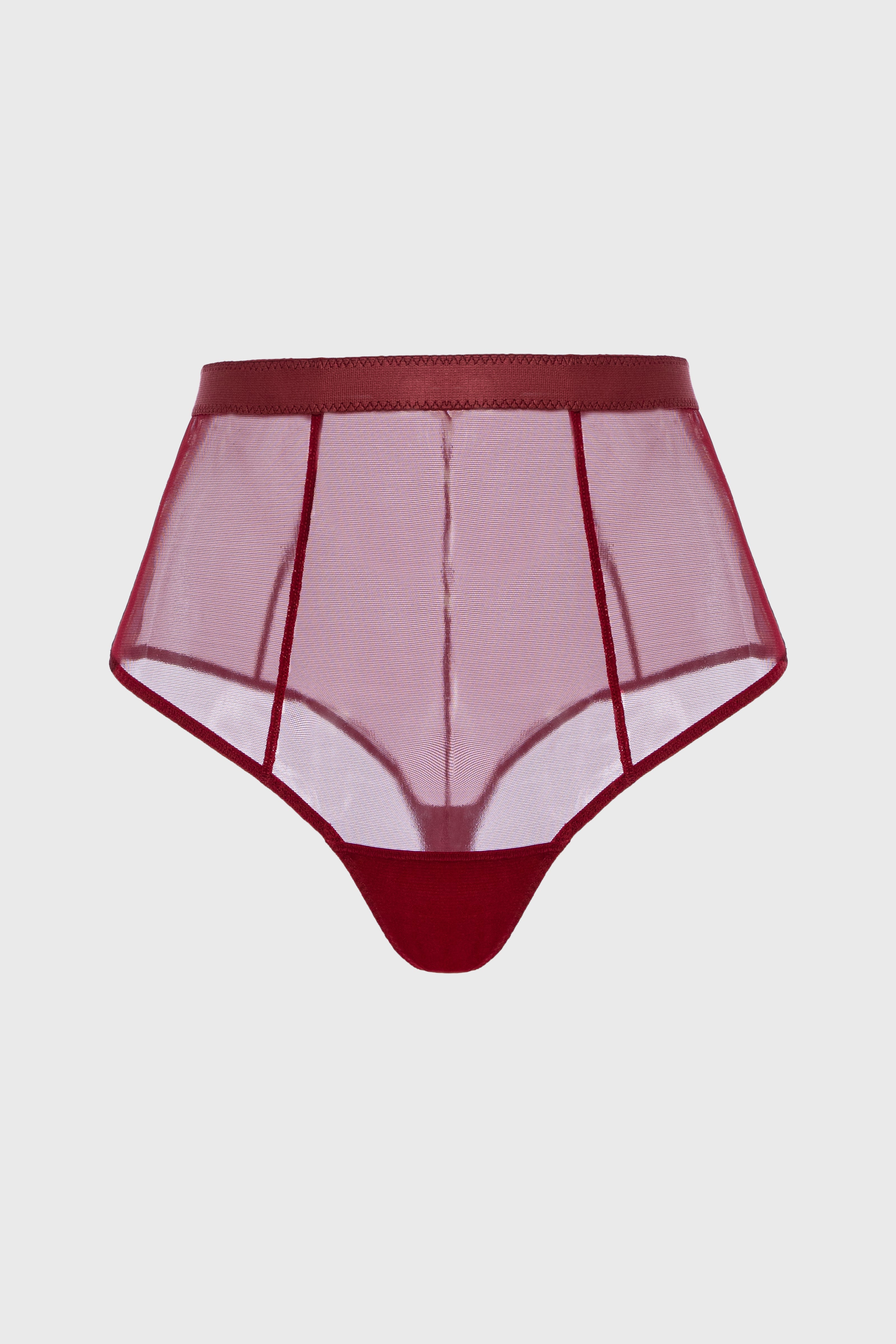 Sculpt Bi-Stretch Sheer Panties Dark Red