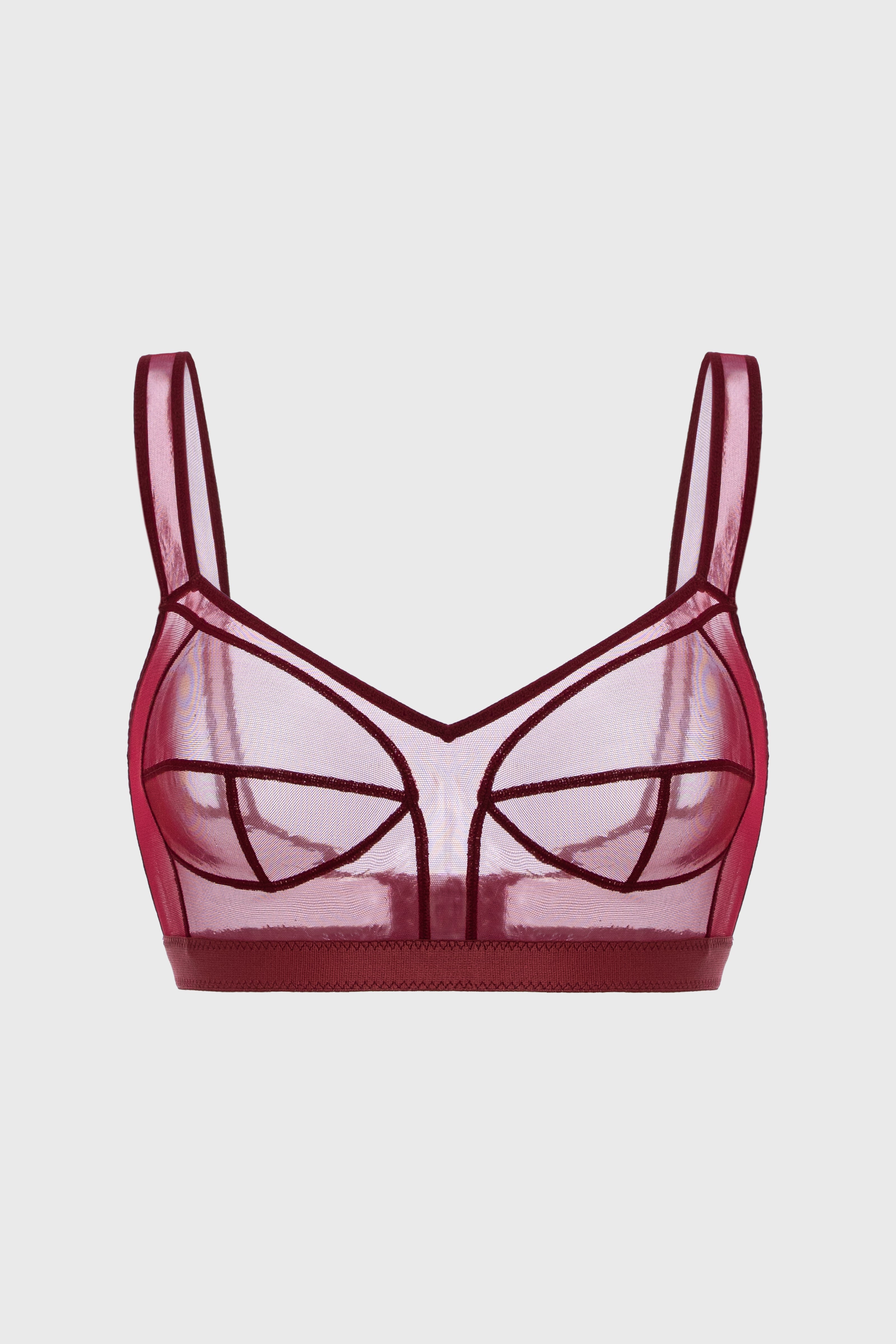 Sculpt Bi-Stretch Sheer Bra Top Dark Red