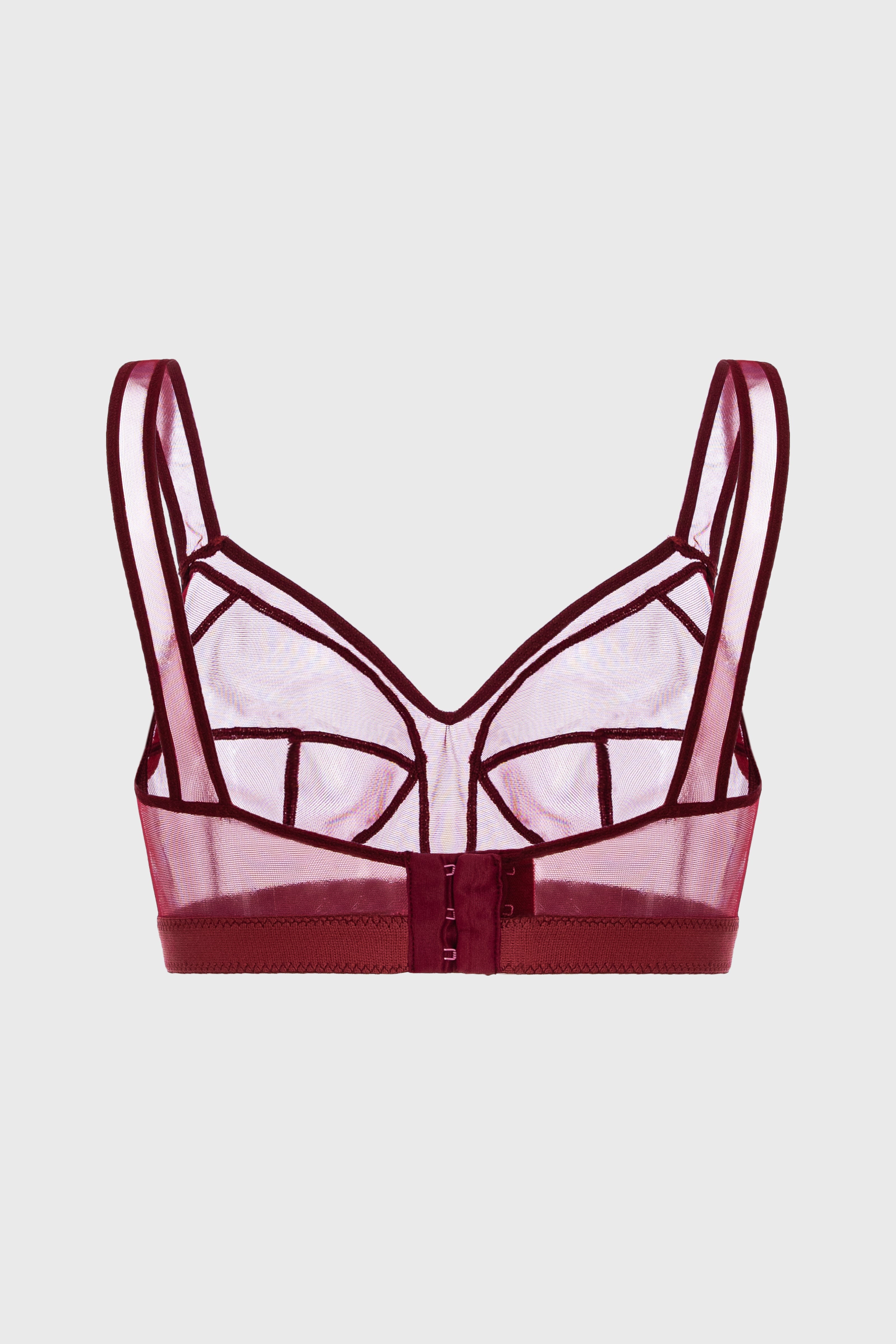 Sculpt Bi-Stretch Sheer Bra Top Dark Red
