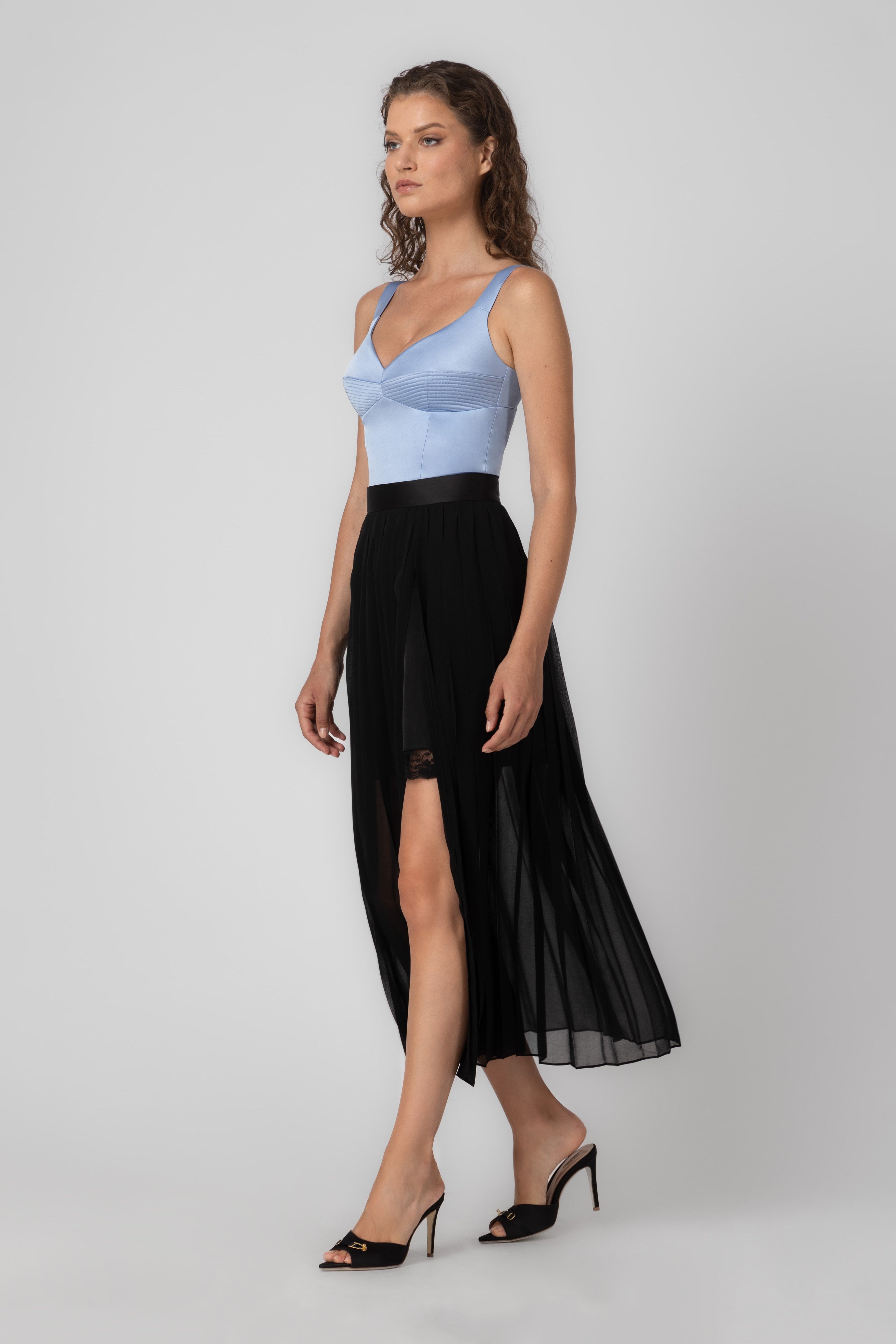 Corset albastru deschis din satin elastic Haze