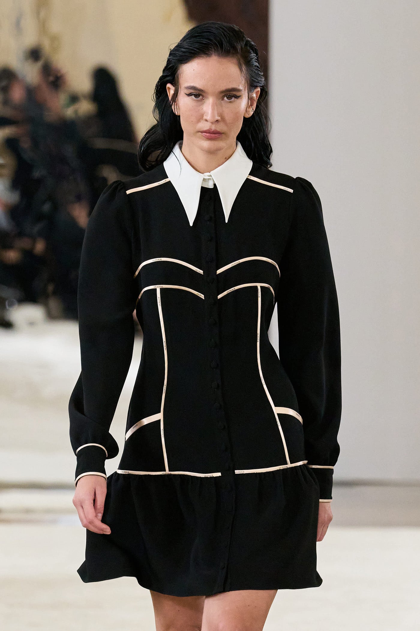 Rochie midi neagra cu detalii decorative Androgyn