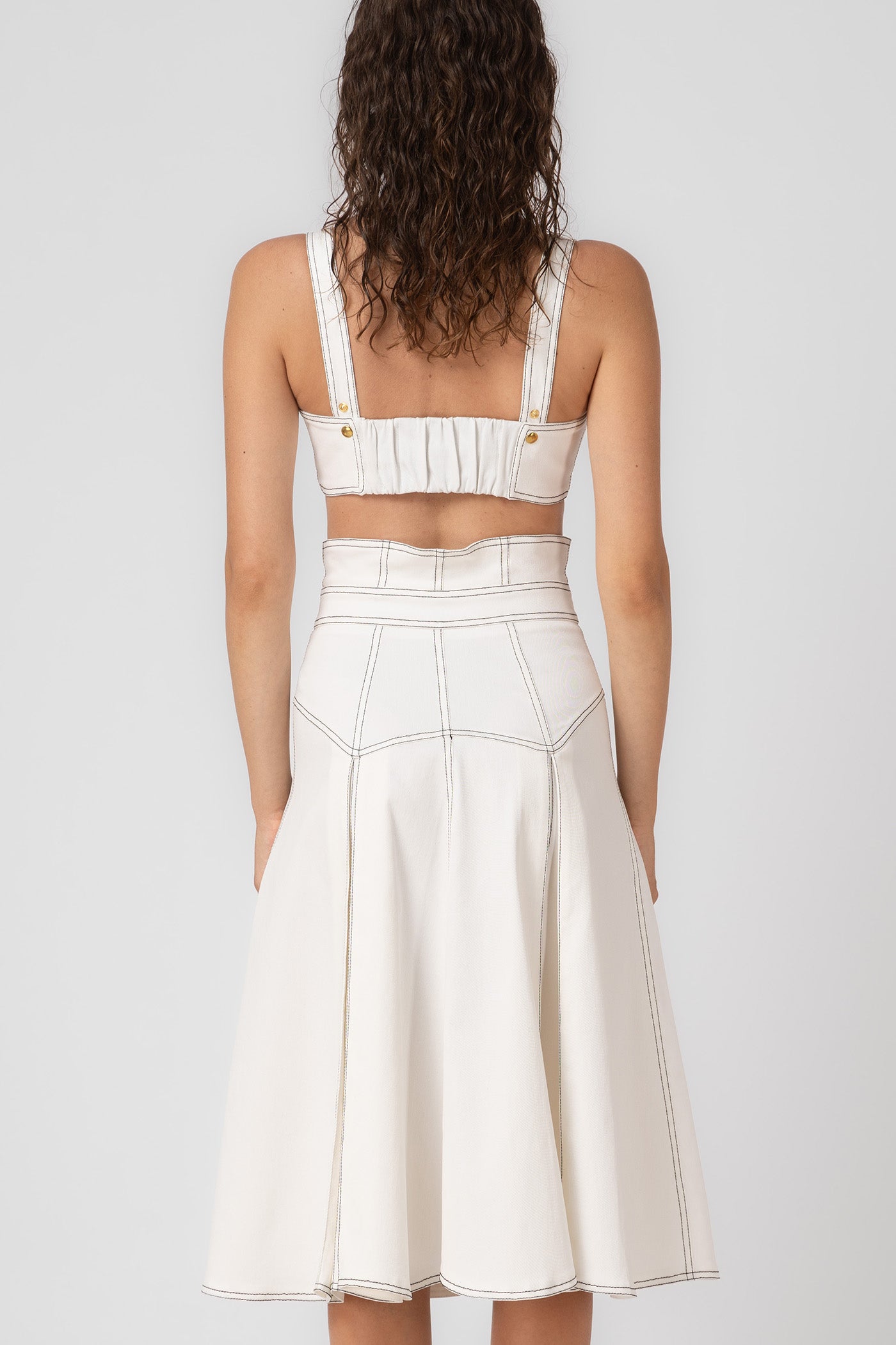 Underline Denim Bra Top White