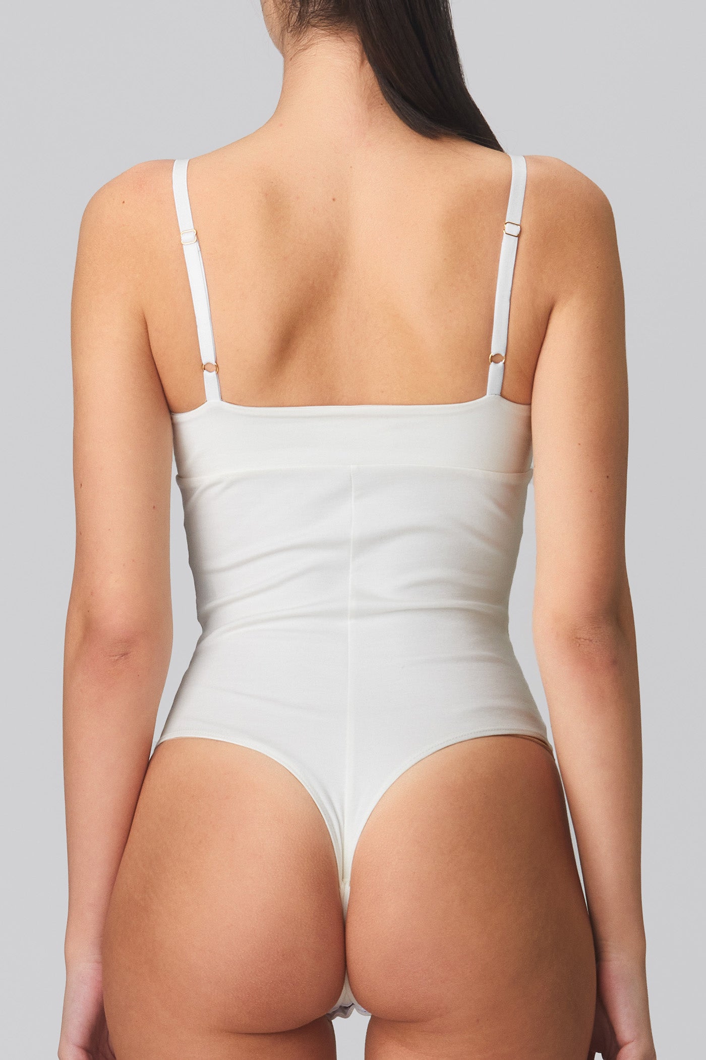 Body alb elastic cu bretele Skin