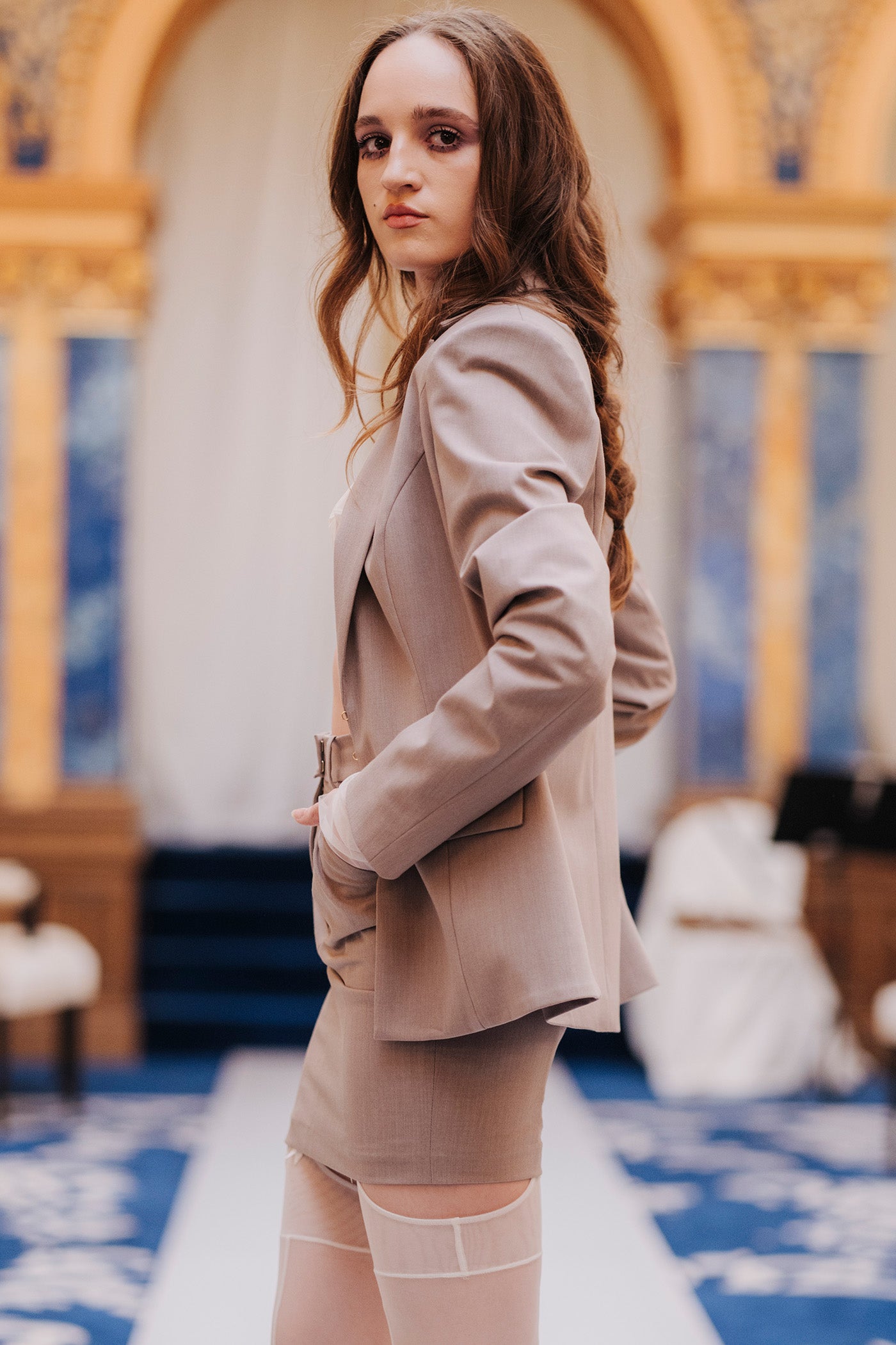 Formal Mini Skirt Sand