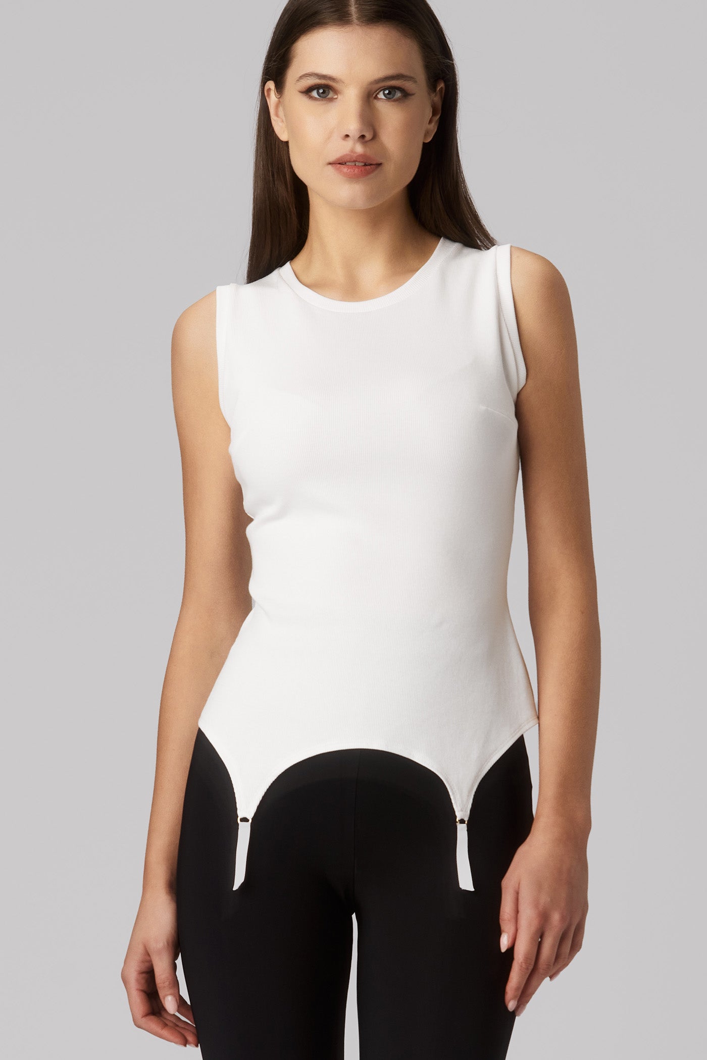 Garter Tank Top White