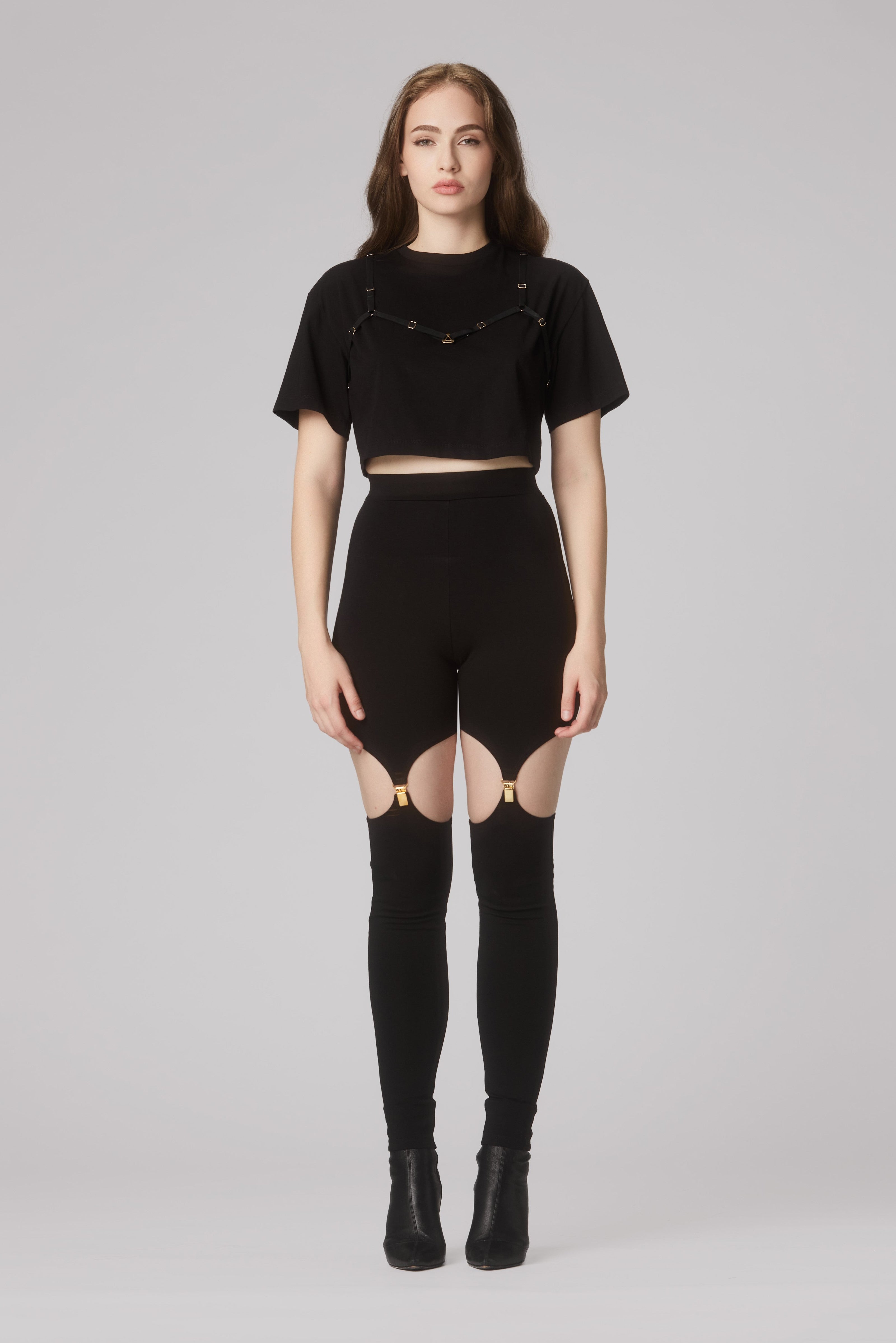 Outline Cropped T-Shirt Black