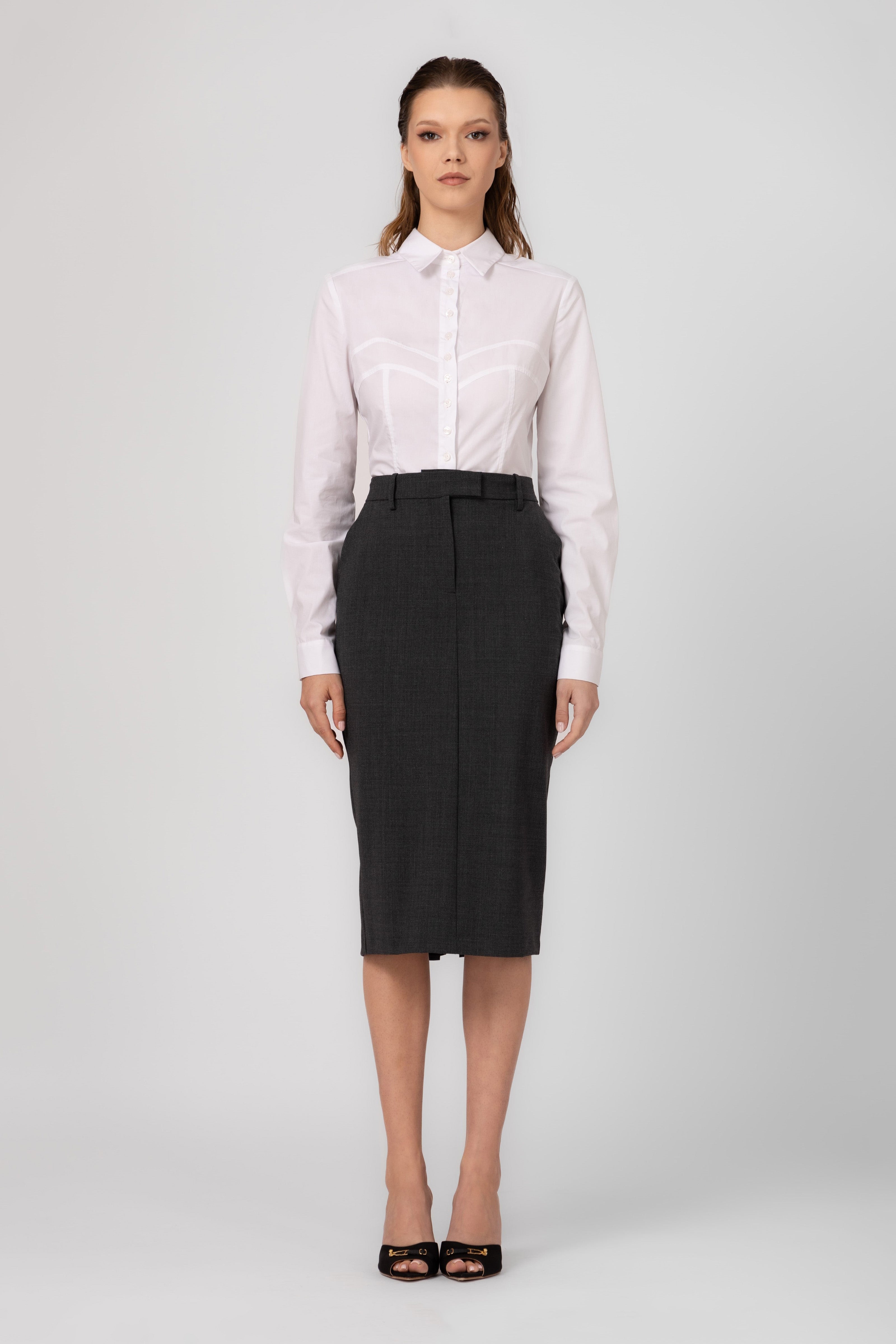Formal Wool Skirt Gray