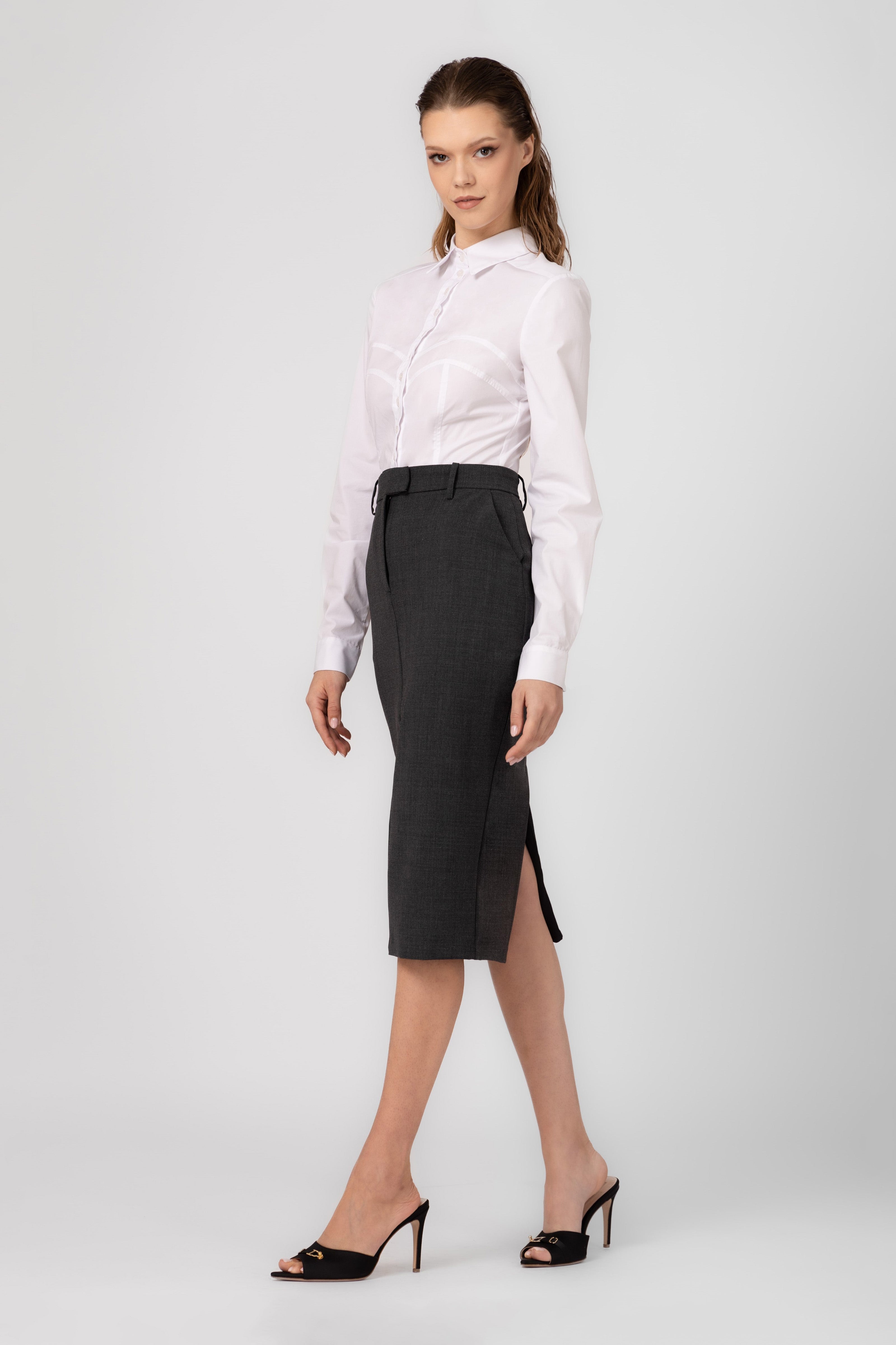Formal Wool Skirt Gray