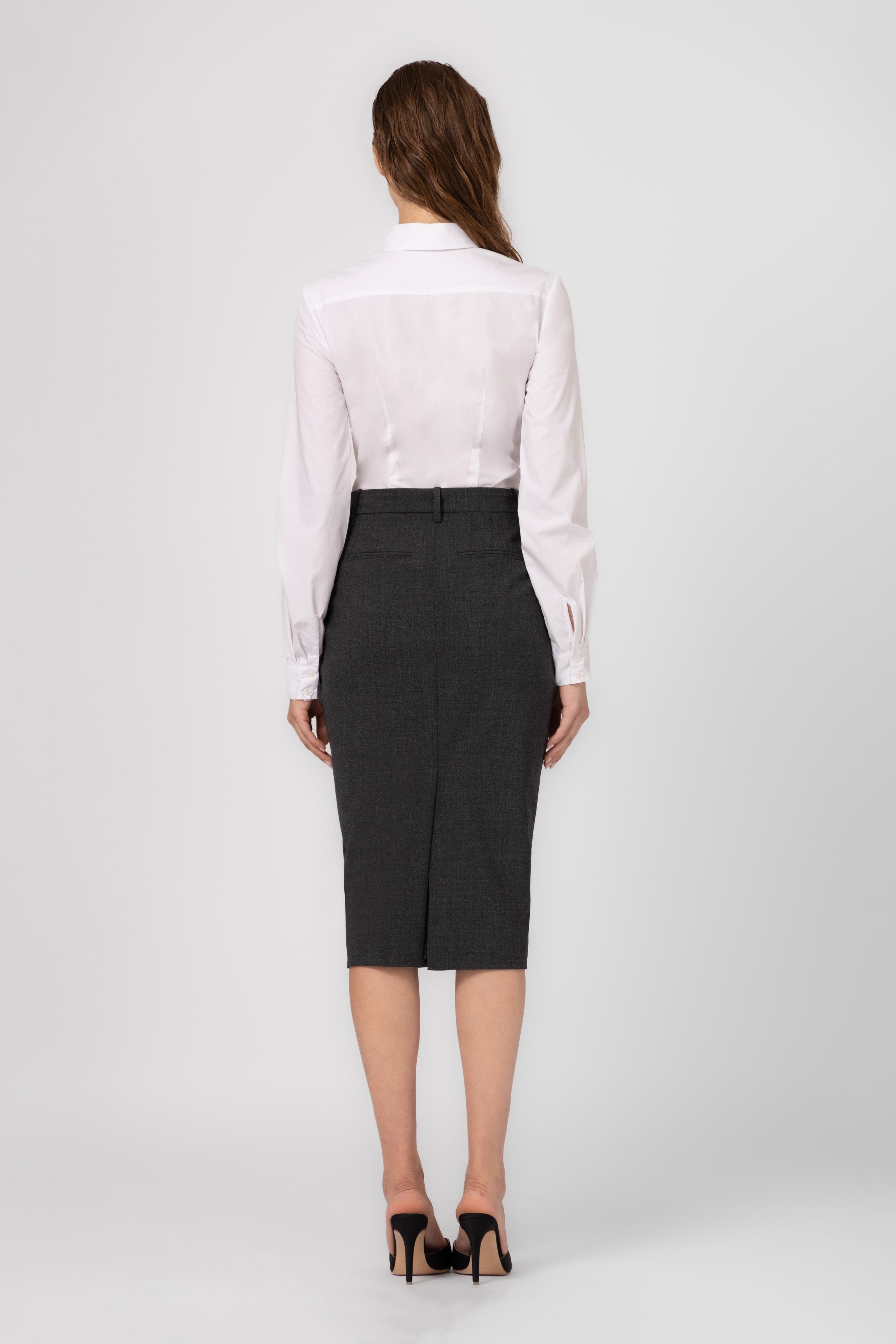 Formal Wool Skirt Gray