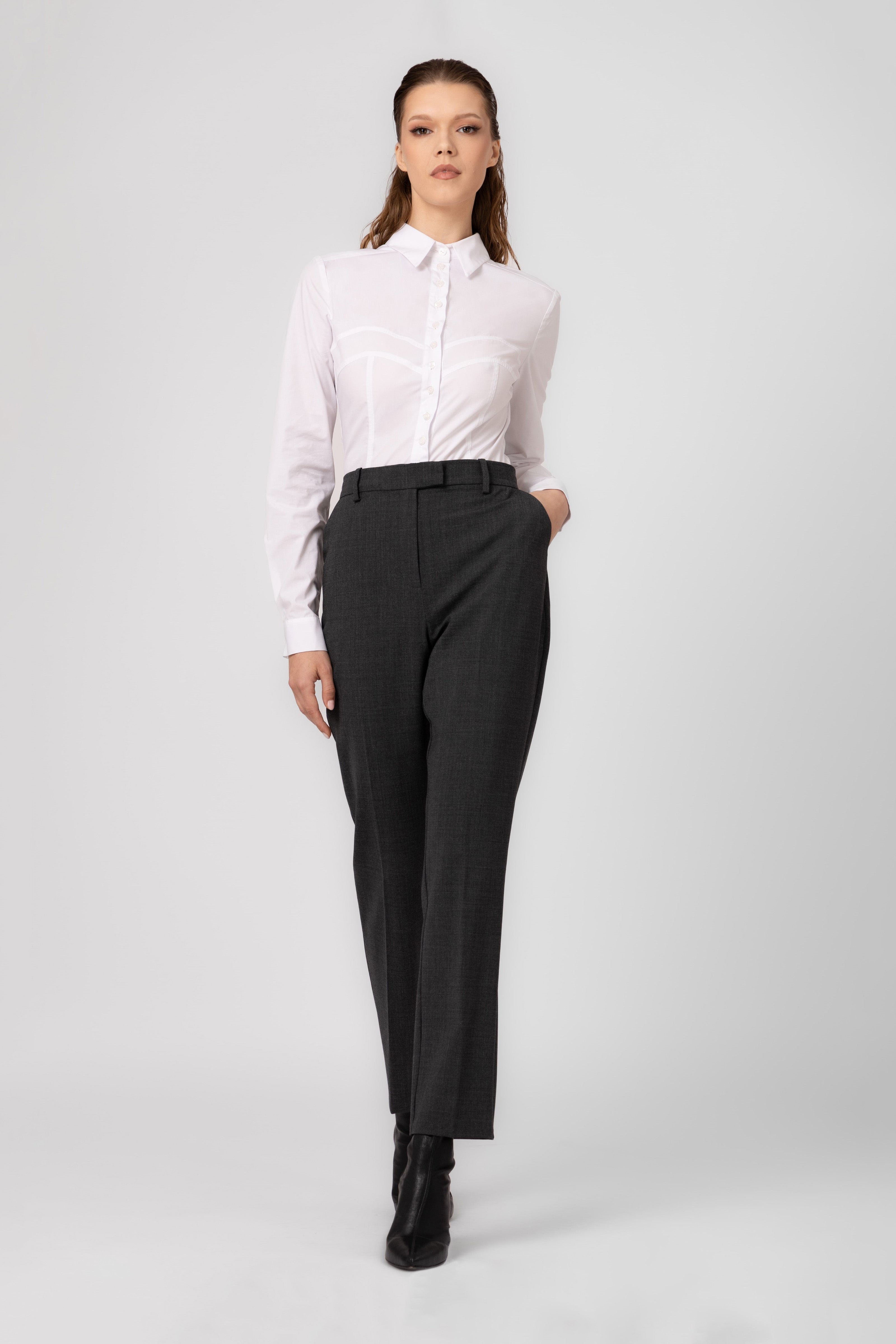 Formal Wool Trousers Gray