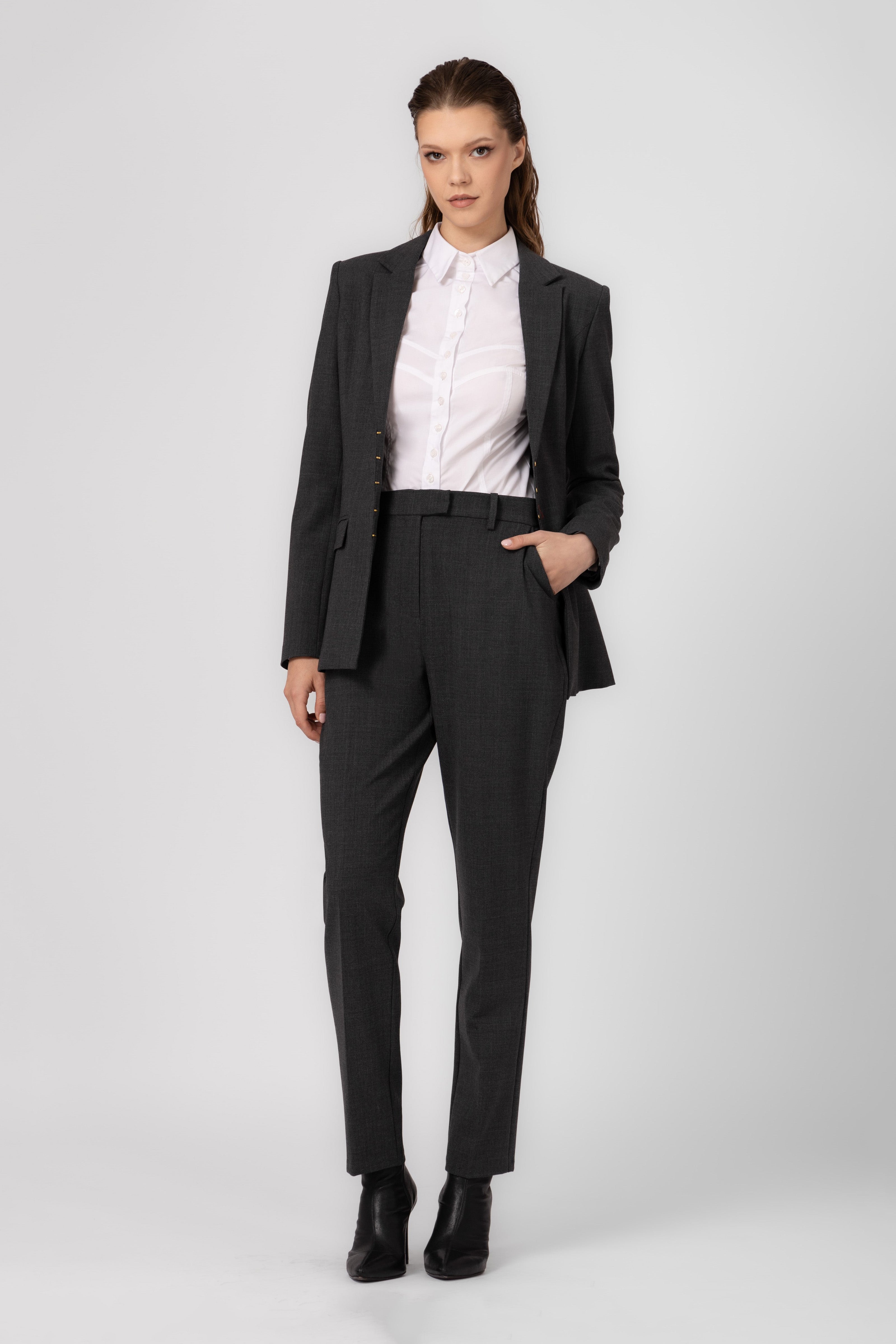 Formal Wool Trousers Gray