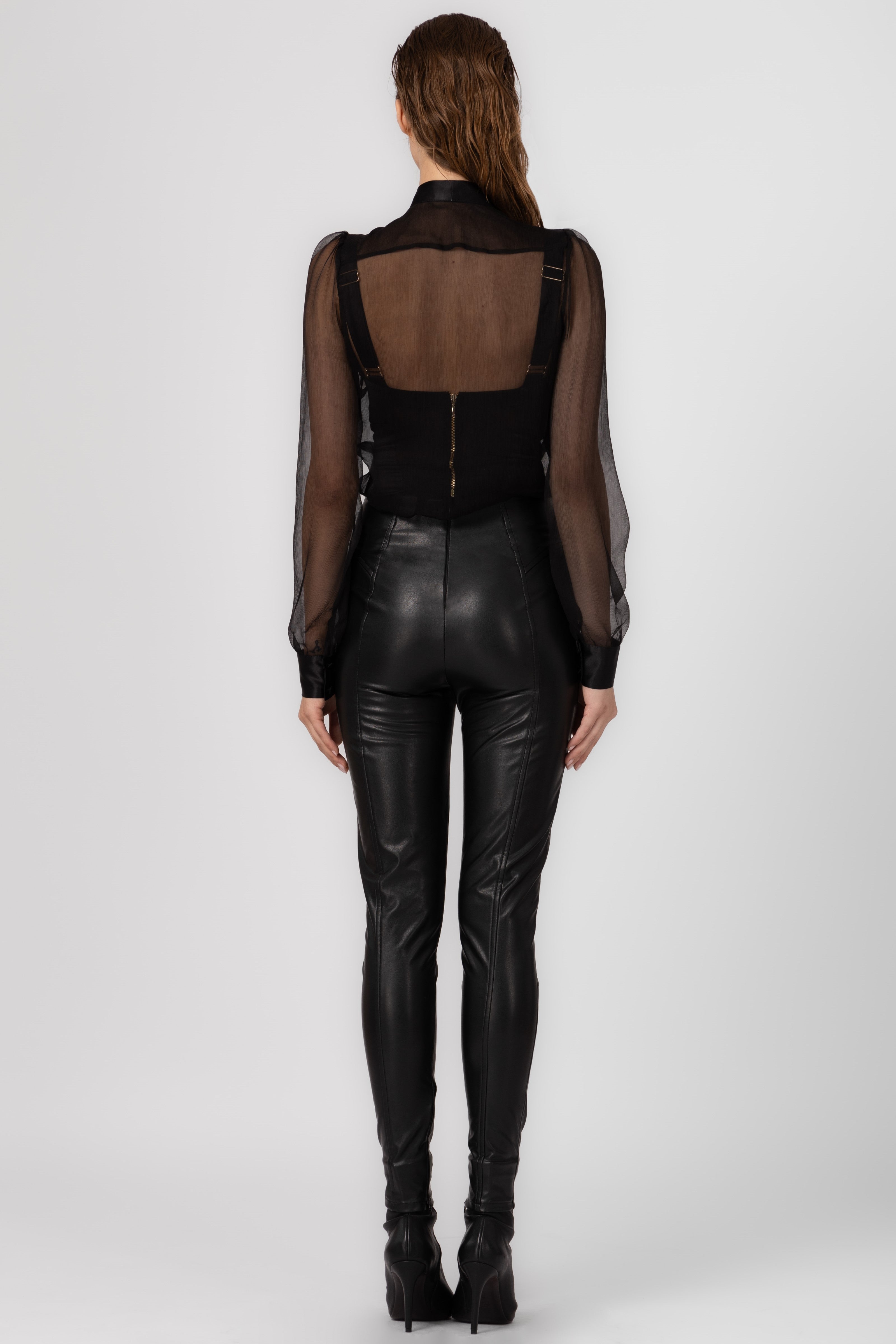 Shape Leather Leggings Black