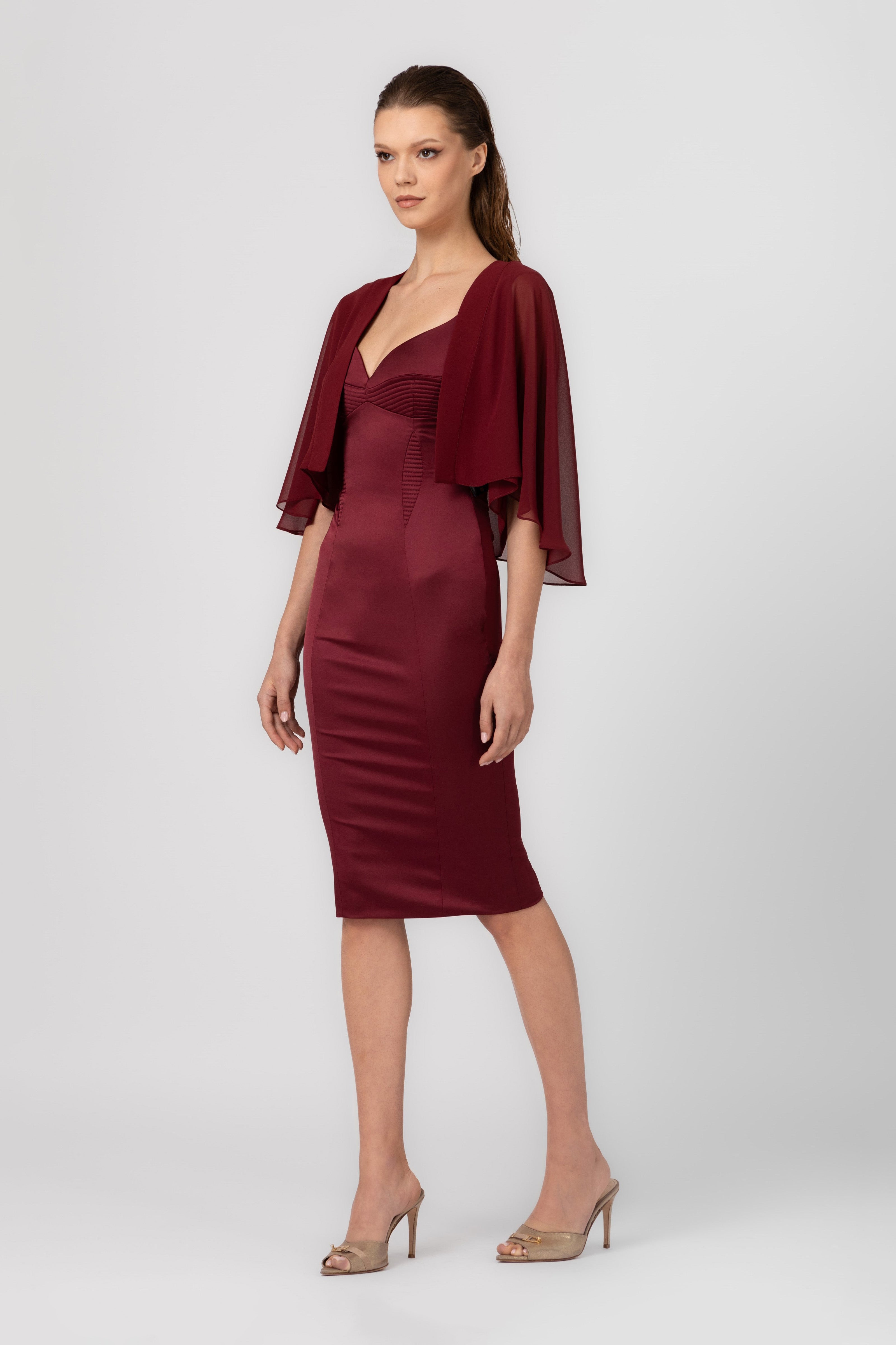 Capa rosu burgund din voal transparent Veil