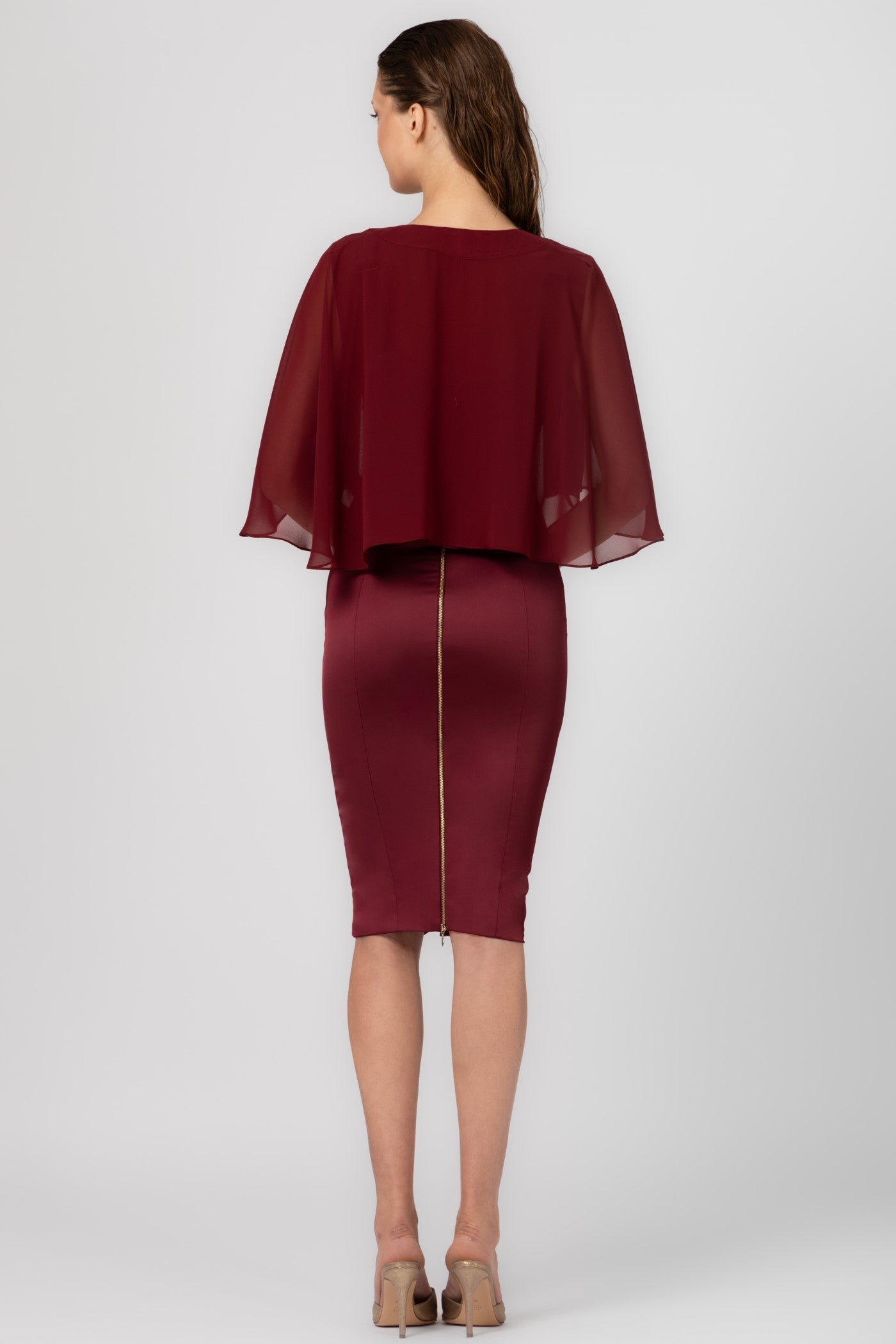 Capa rosu burgund din voal transparent Veil