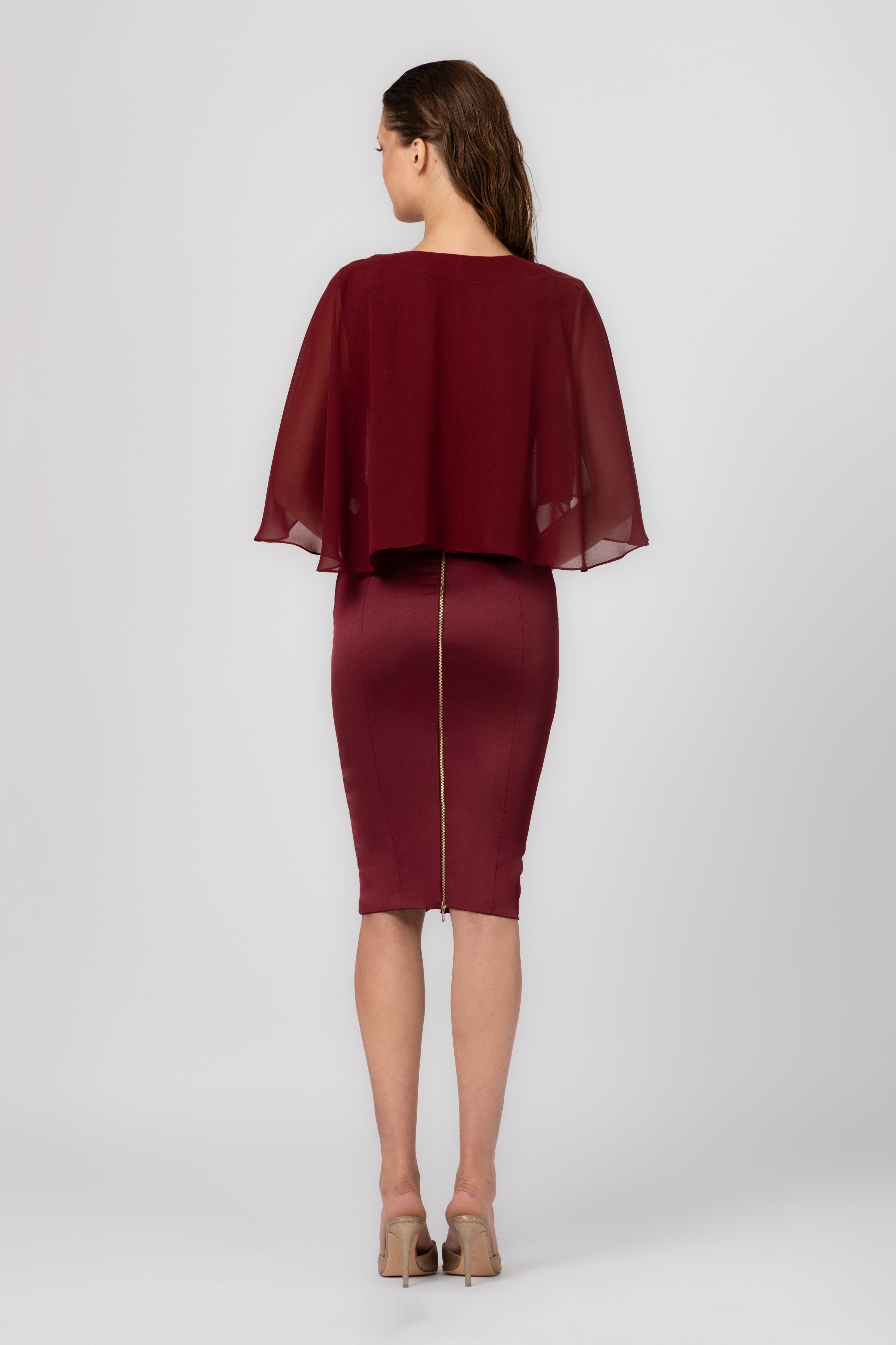 Capa rosu burgund din voal transparent Veil