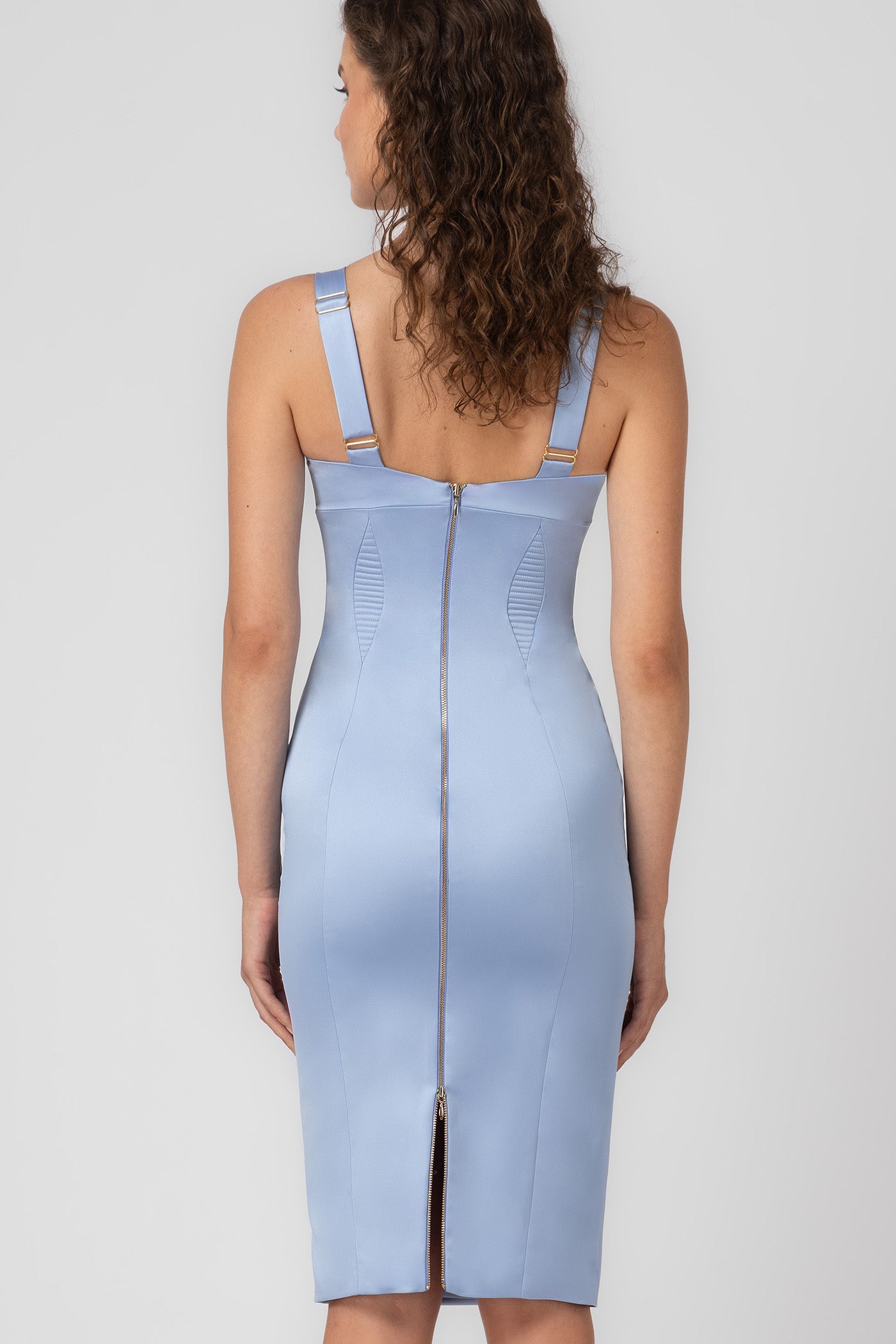 Rochie albastru deschis din satin elastic Haze