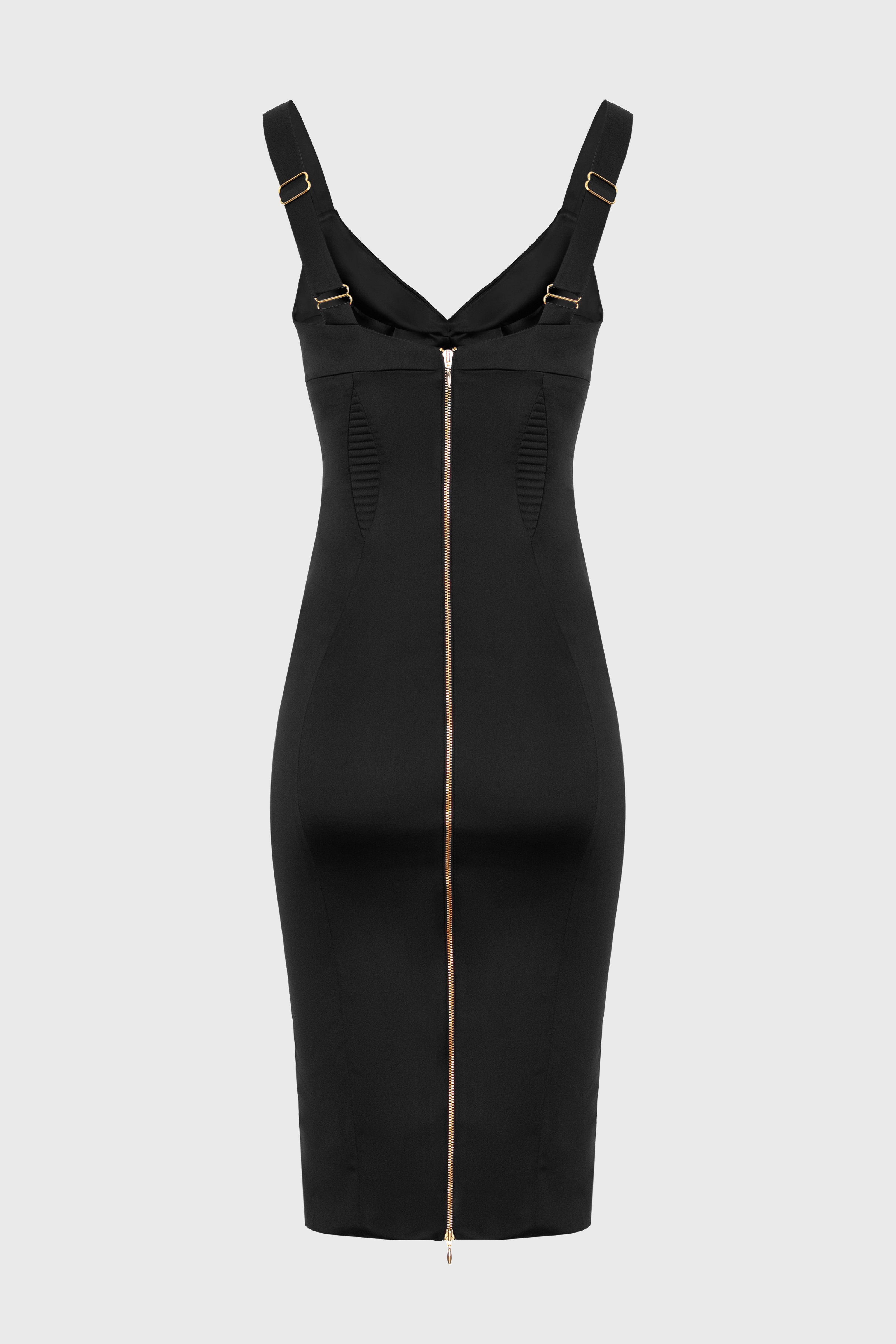 Rochie neagra din satin elastic Haze