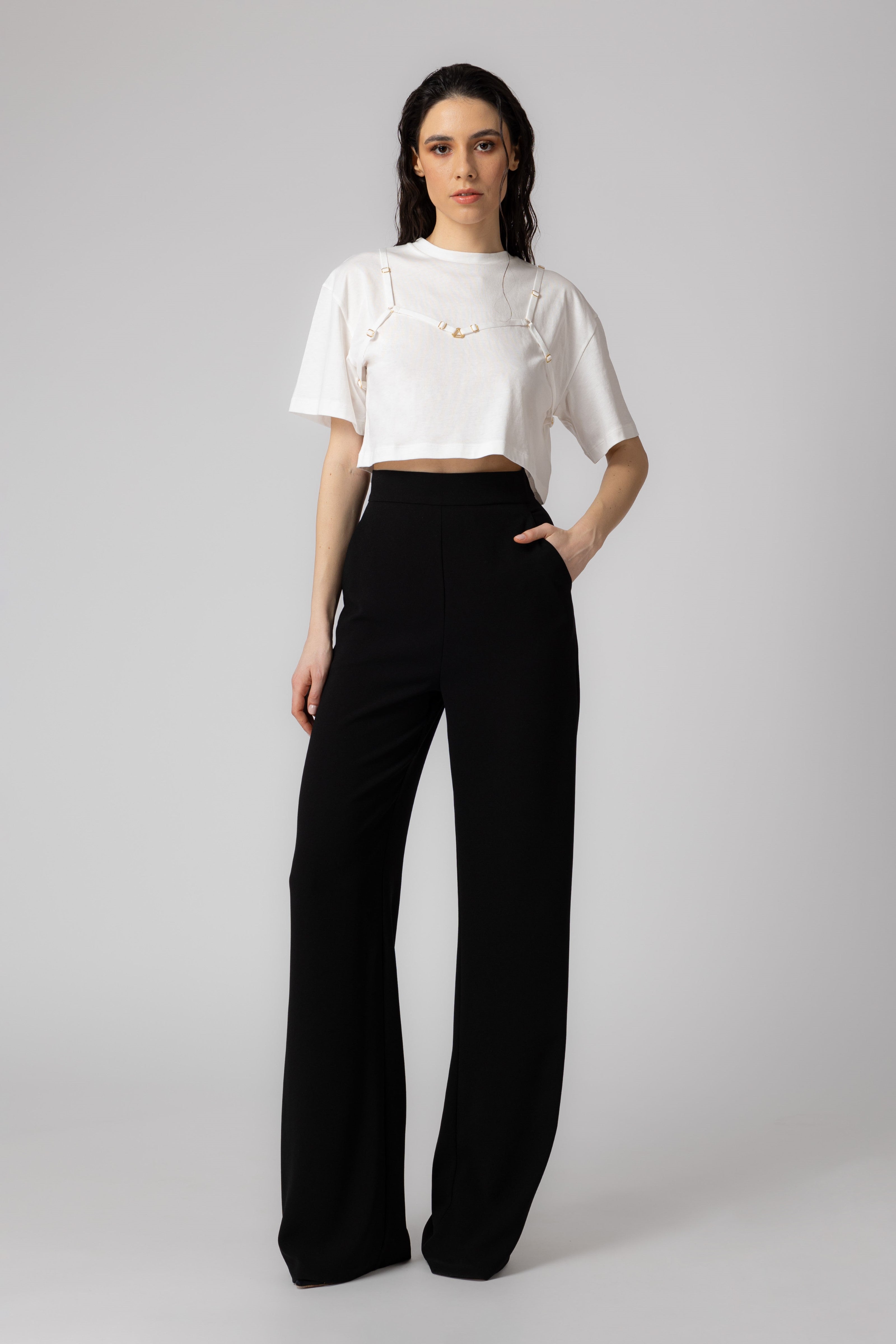 Outline Cropped T-Shirt White