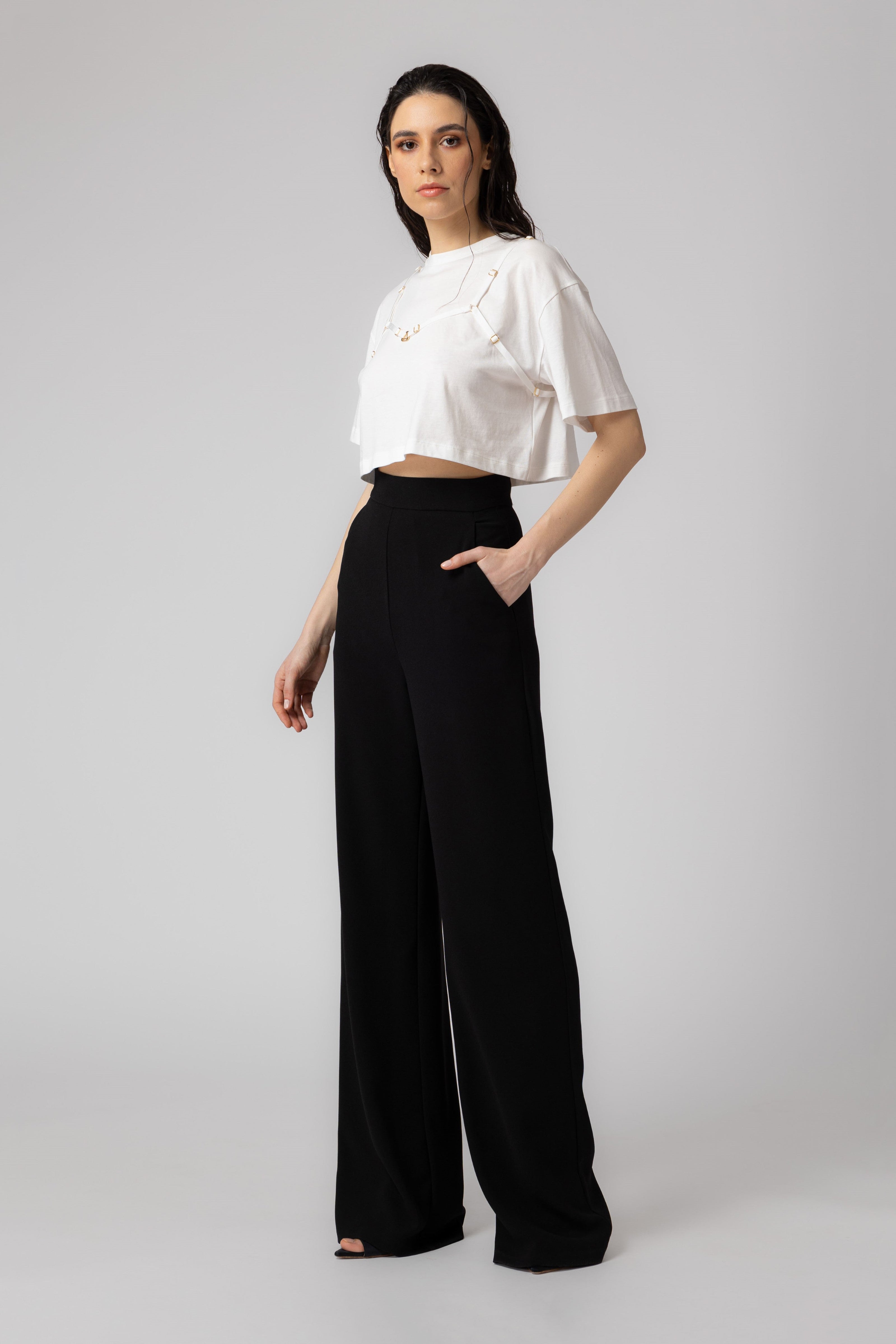 Outline Cropped T-Shirt White