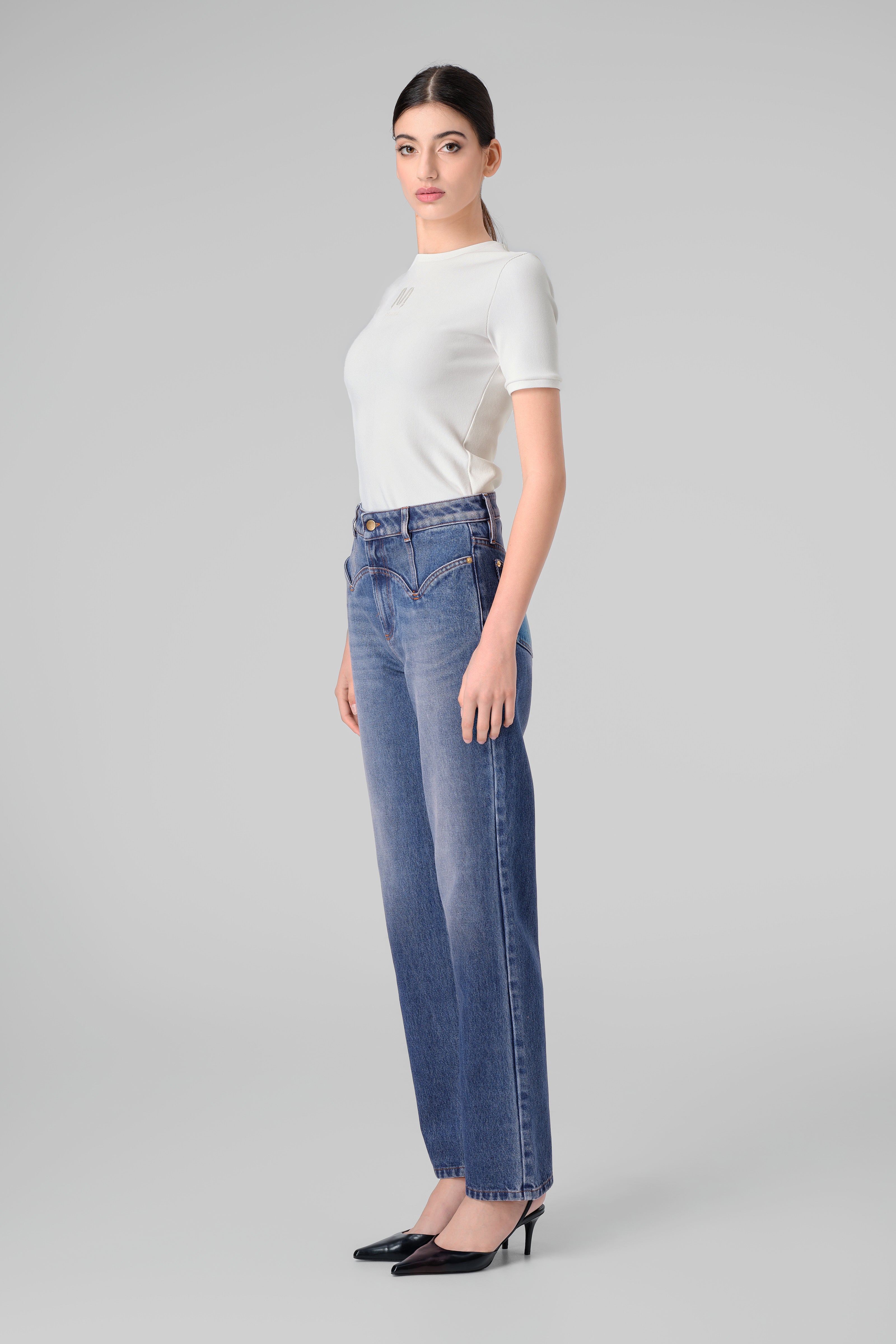 Tricou alb bumbac reiat Logo