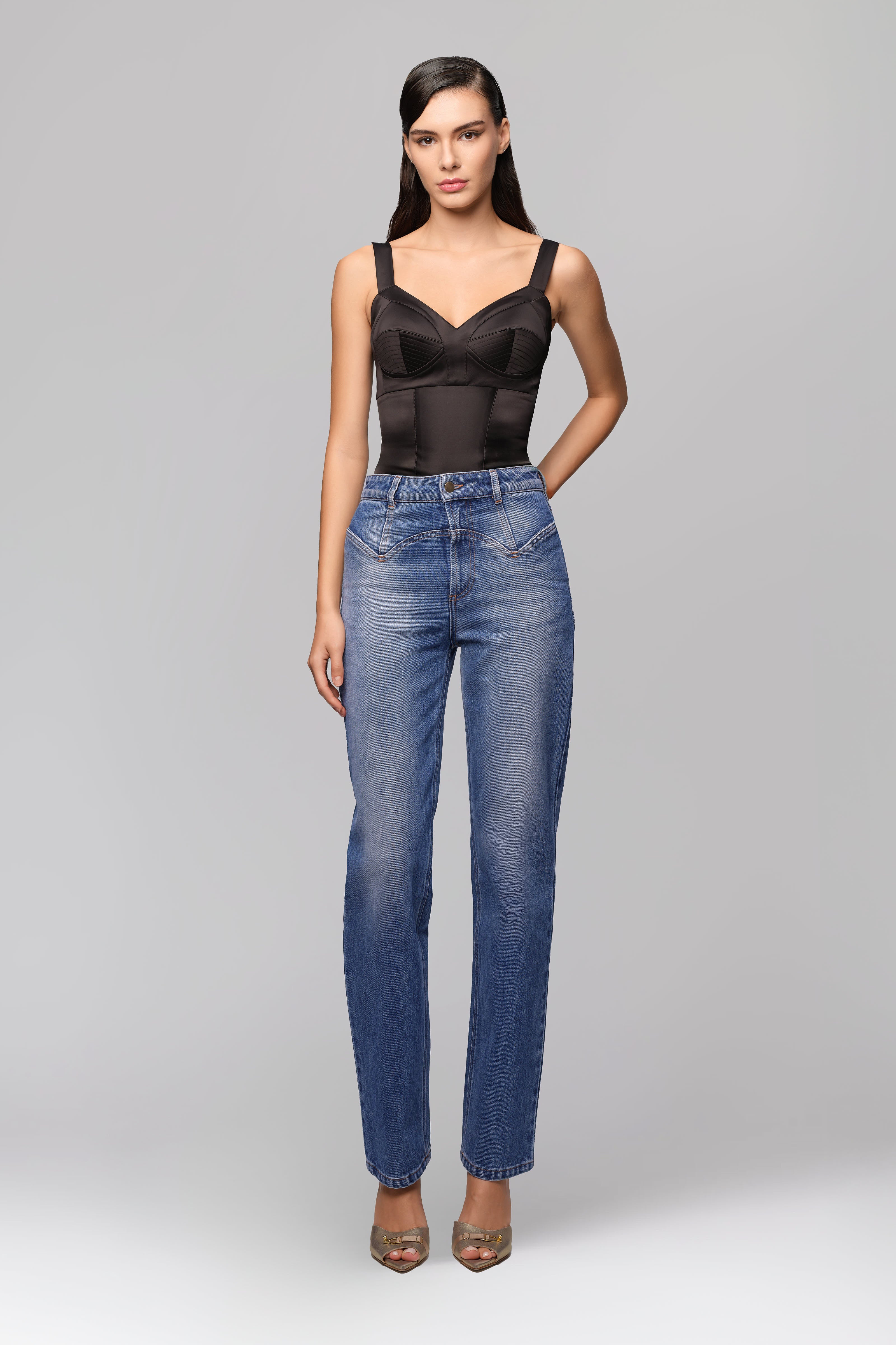 Satin Sculpt Bodysuit Black