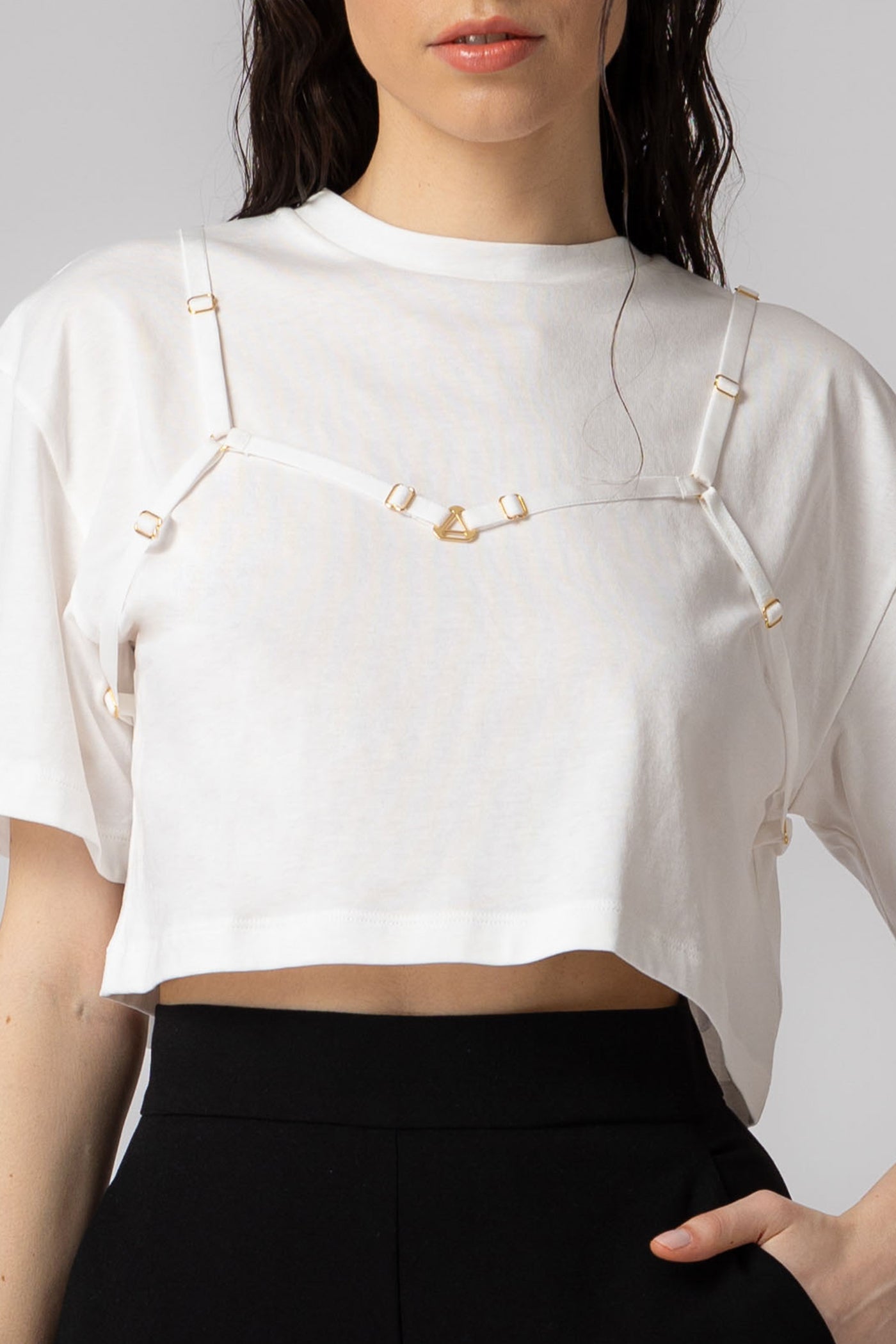Outline Cropped T-Shirt White