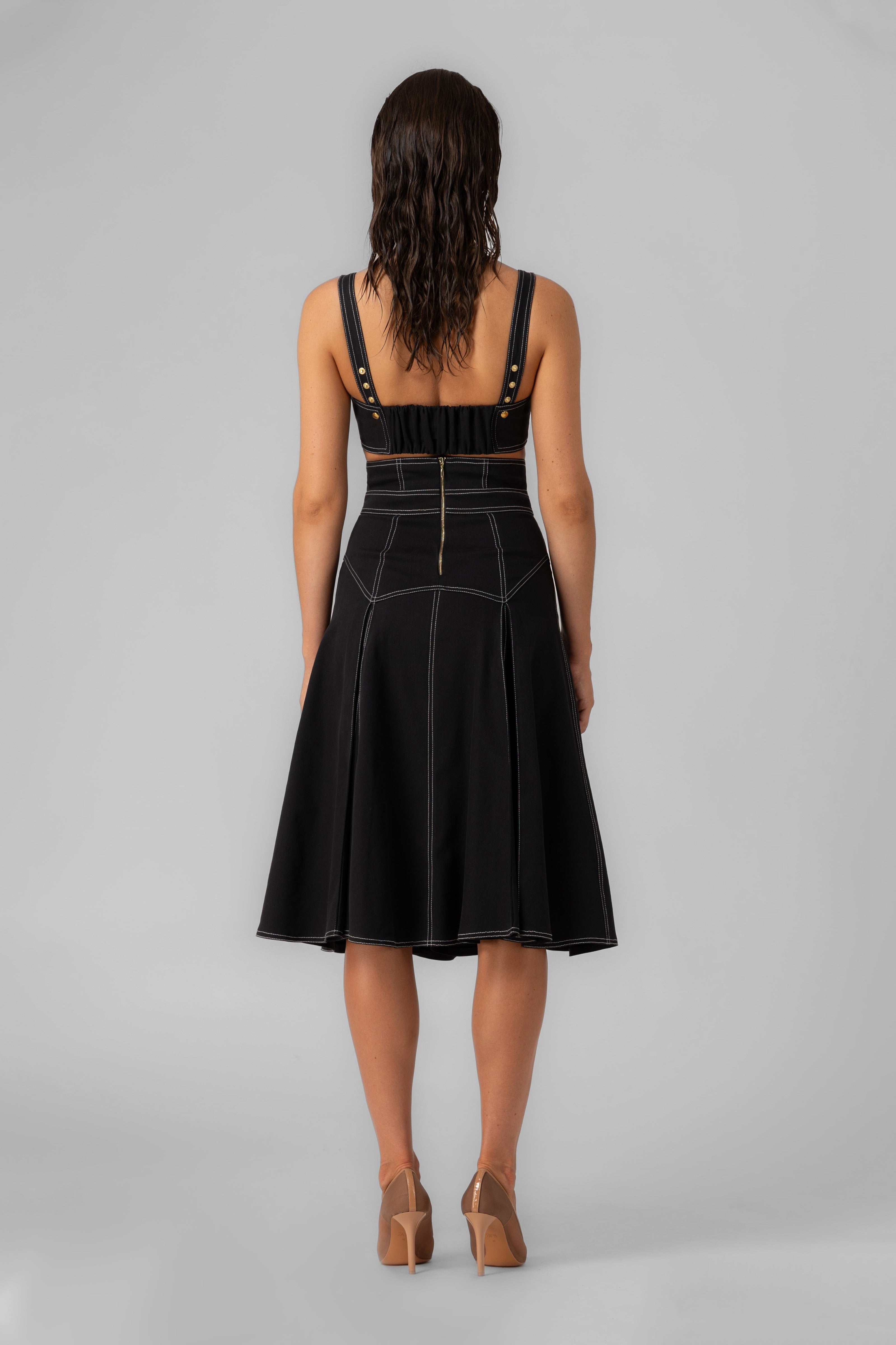Underline Denim Bra Top Black