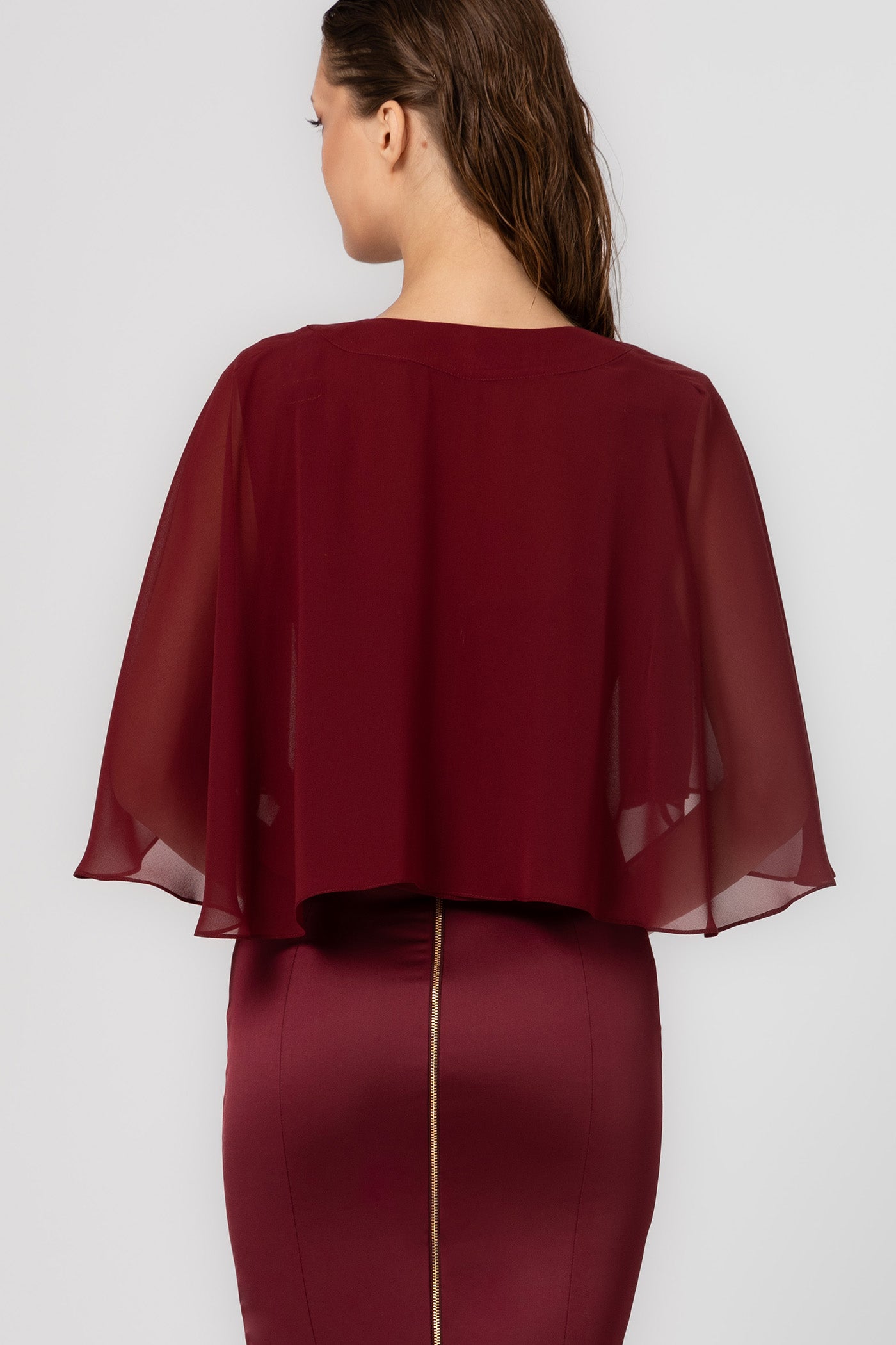 Capa rosu burgund din voal transparent Veil