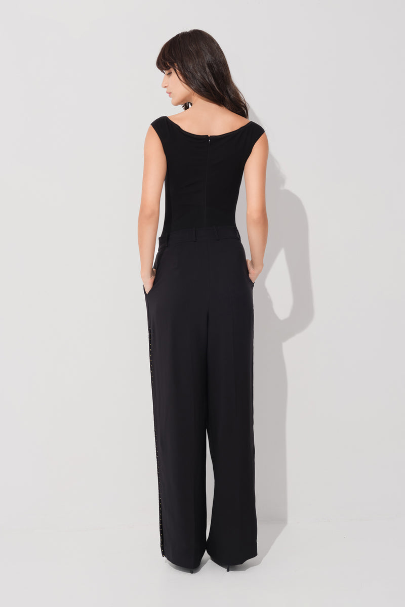 Body negru din tricot texturat de vascoza Explicit