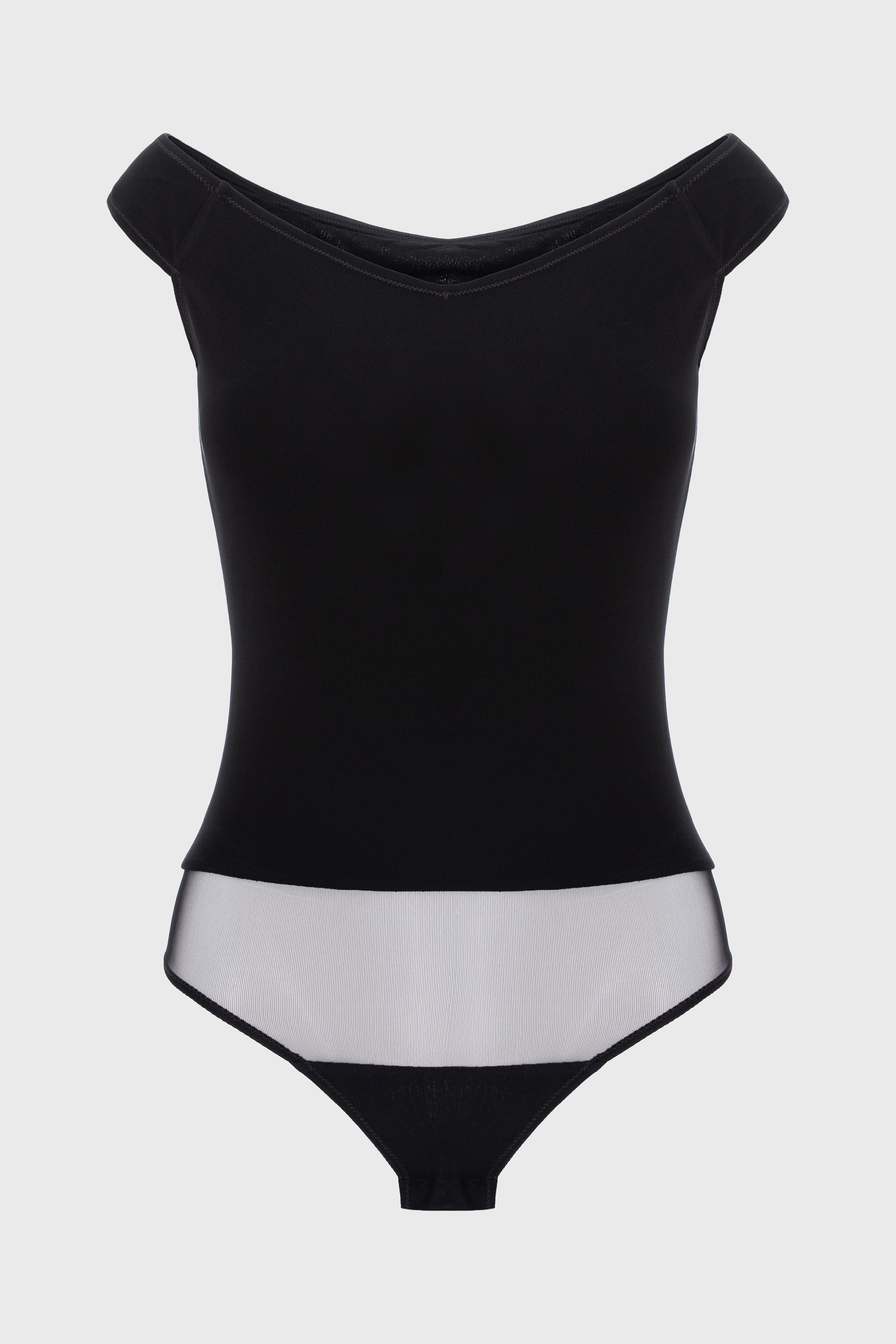 Body negru din tricot texturat de vascoza Explicit