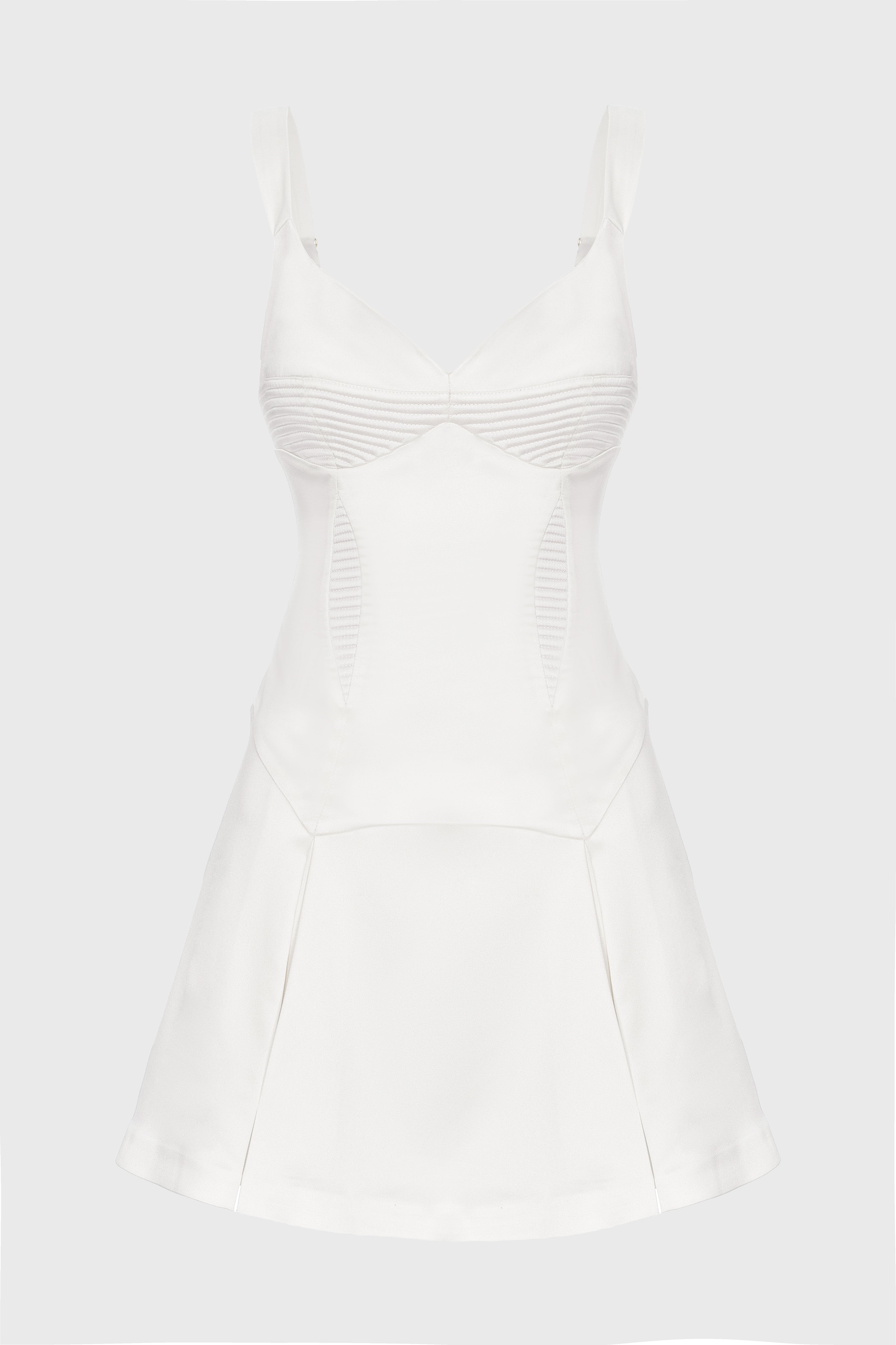 Rochie alba mini din satin elastic Haze