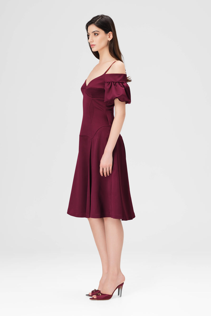 Haze Sleeve Dress Wine