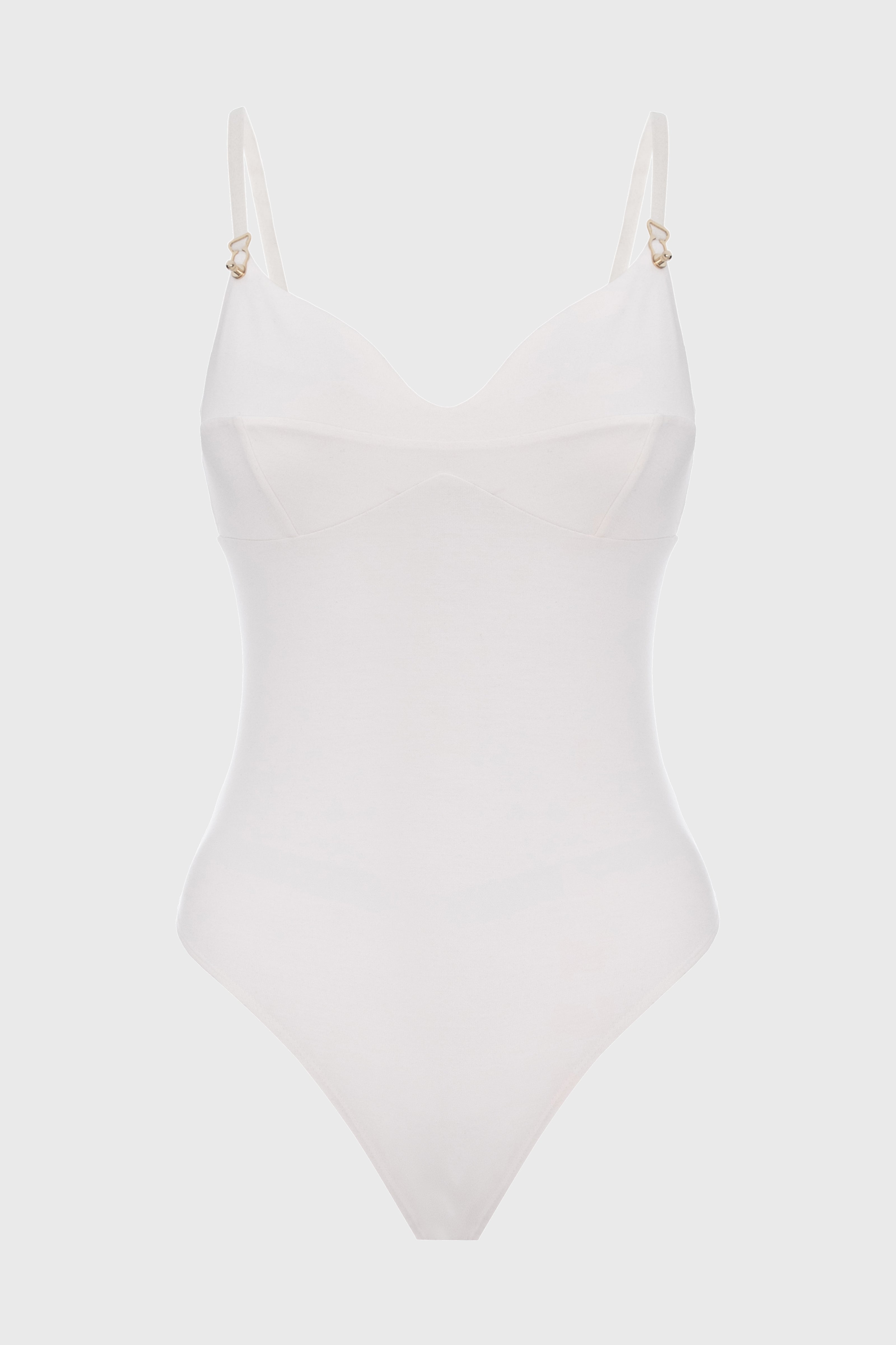 Body alb elastic cu bretele Skin