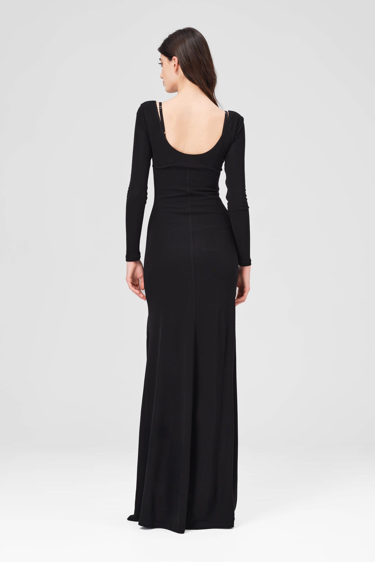 Rochie neagra lunga din vascoza elastica Skin