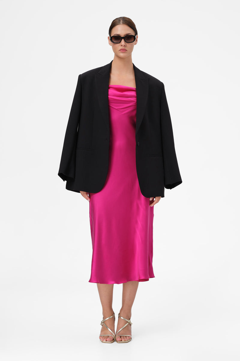 Slip Silk Midi Dress Raspberry Pink