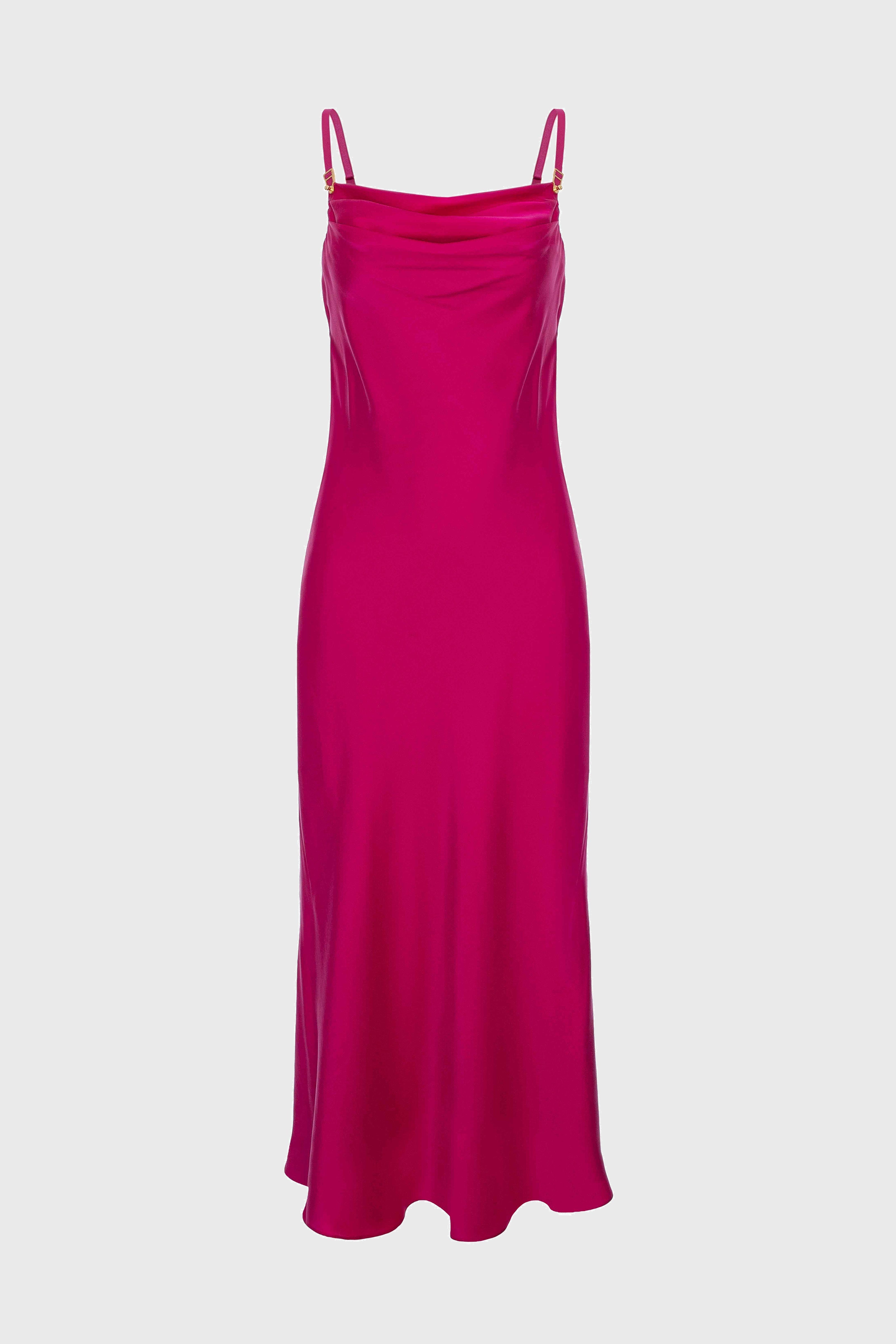 Slip Silk Midi Dress Raspberry Pink