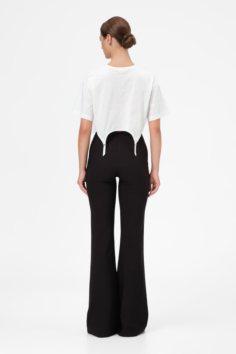 Pantaloni negri lungi evazati Snap