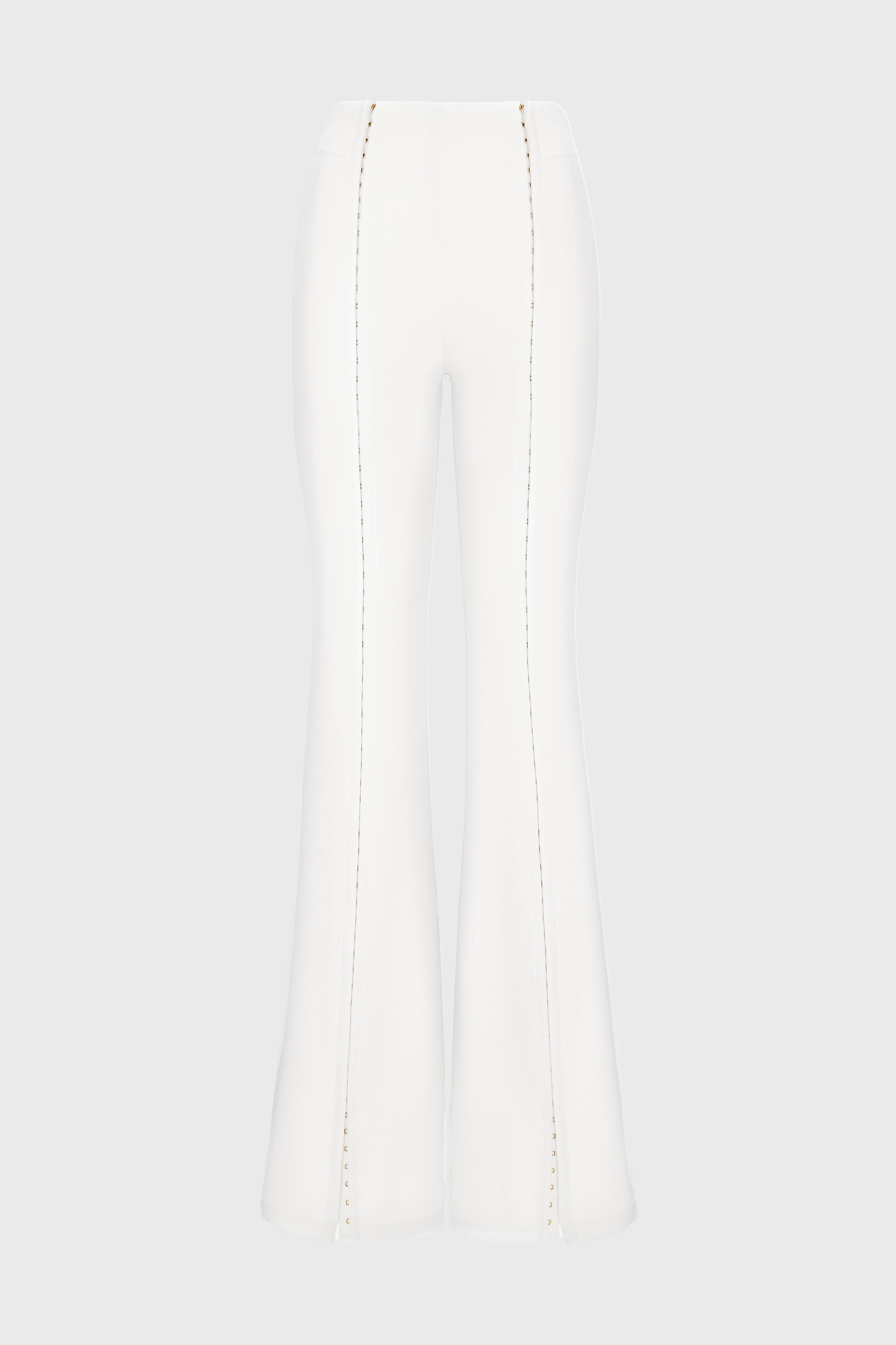 Pantaloni albi lungi evazati Snap