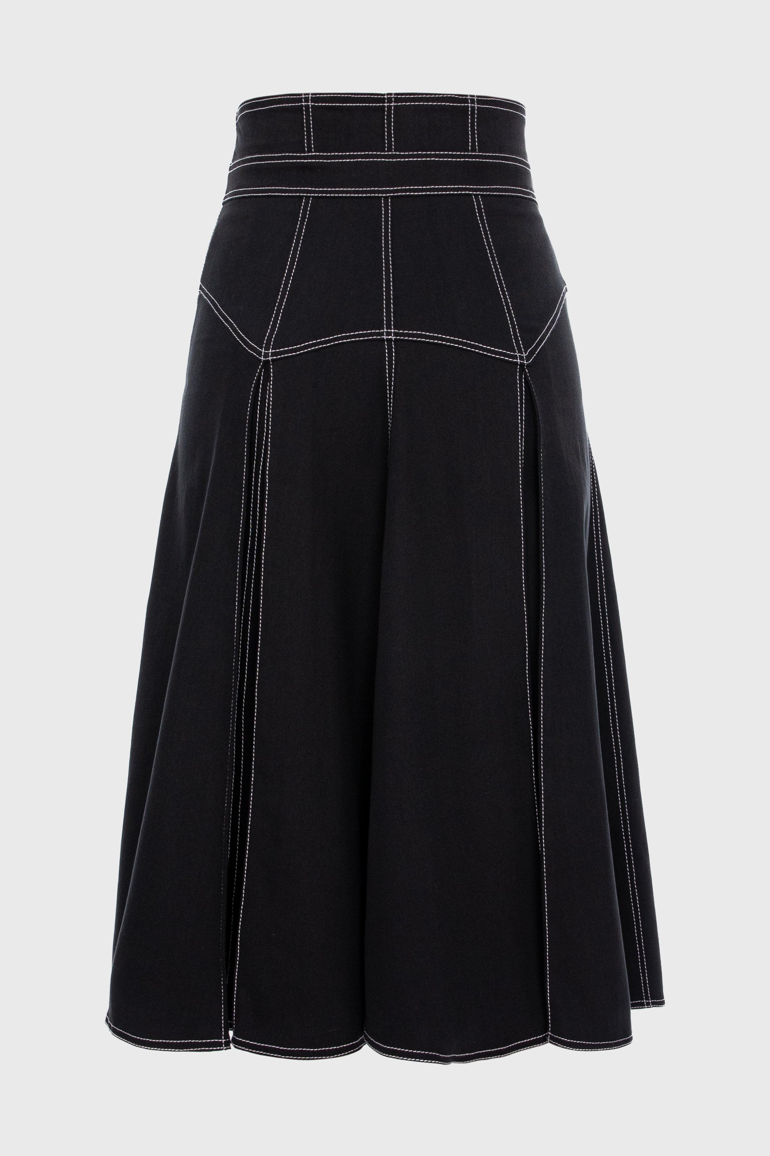 Underline Denim Skirt Black