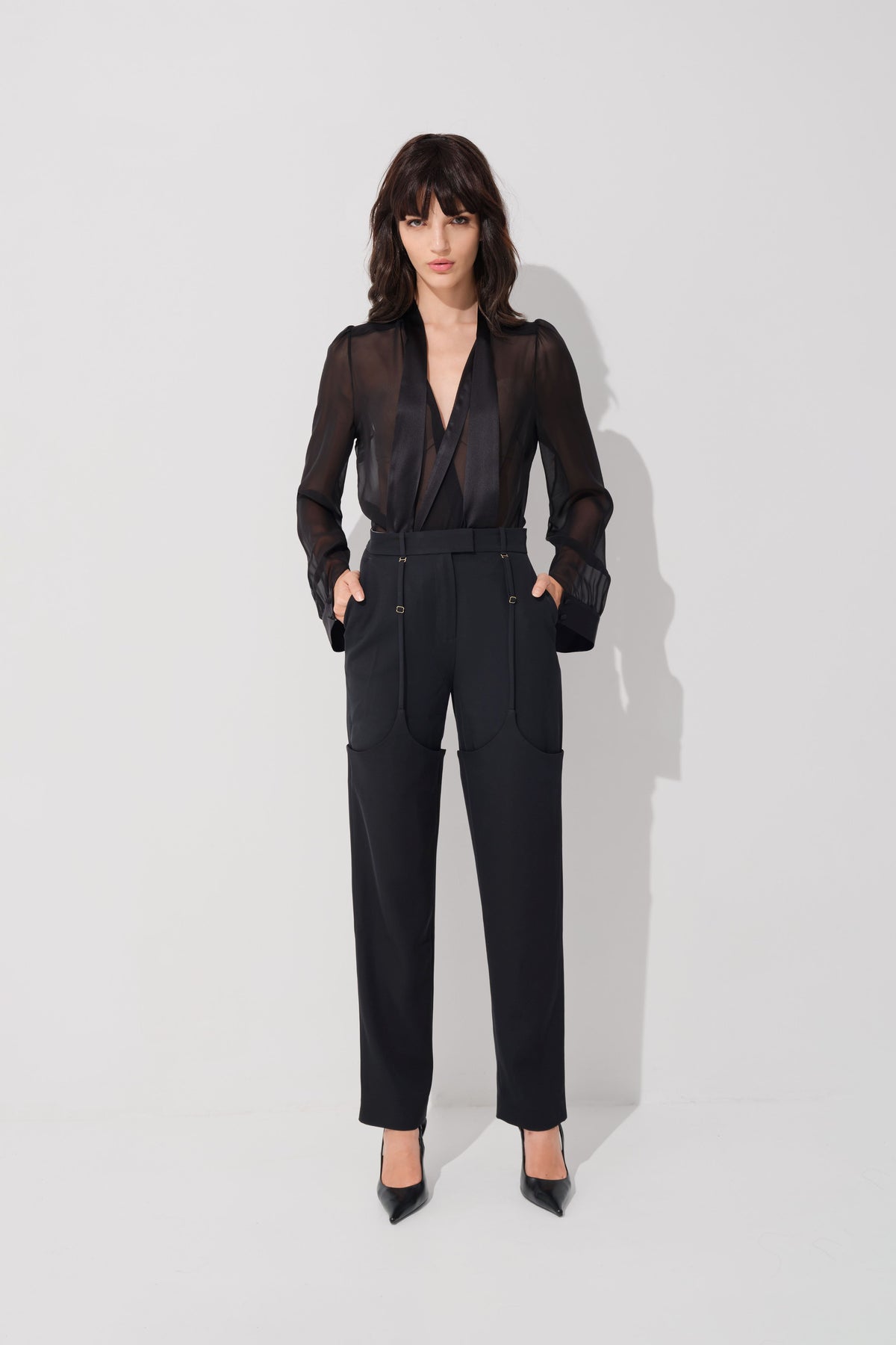 Garter Wool Trousers Black